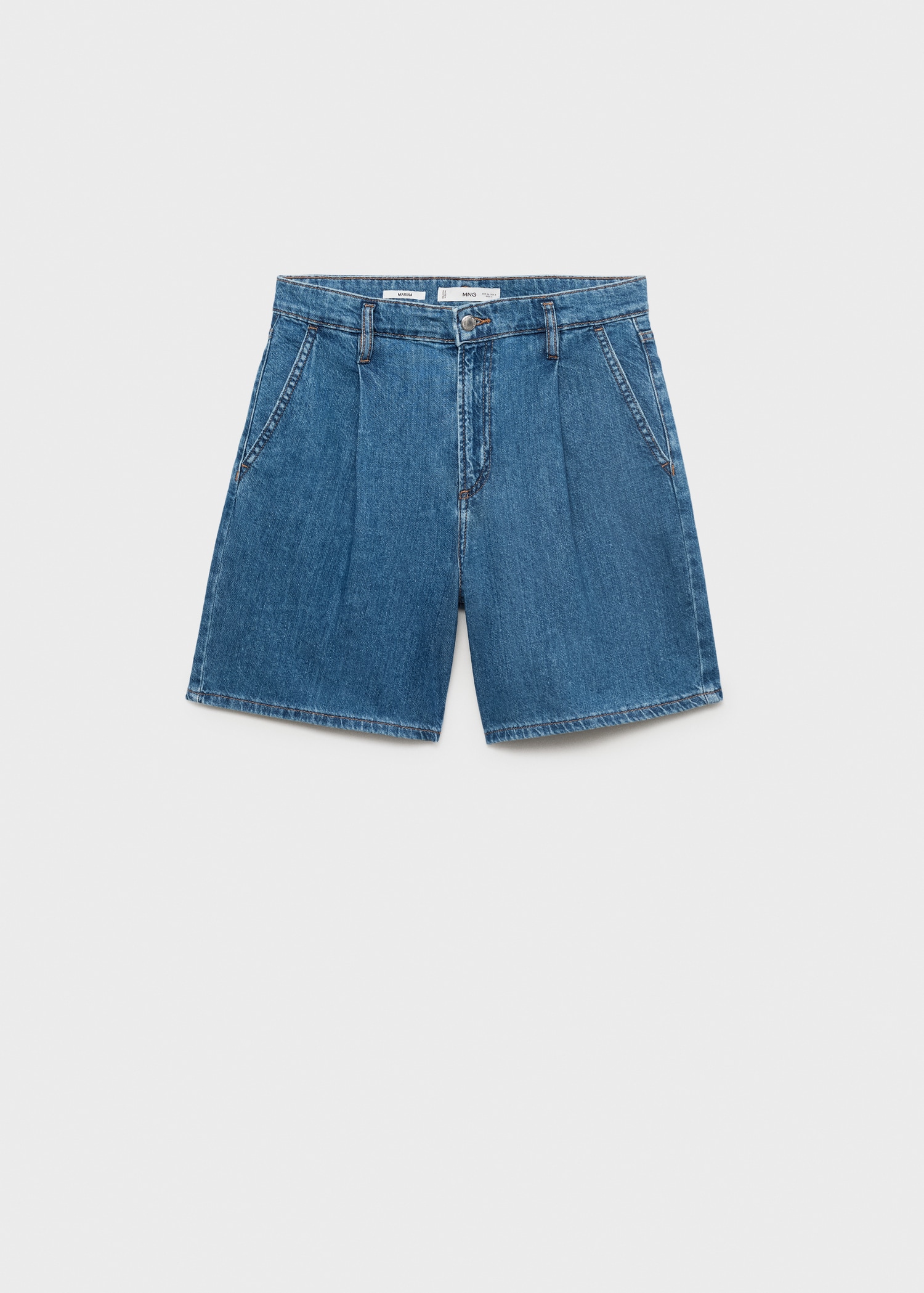 Denim-Bermudas mit mittlerer Bundhöhe und Abnähern - Artikel ohne Model