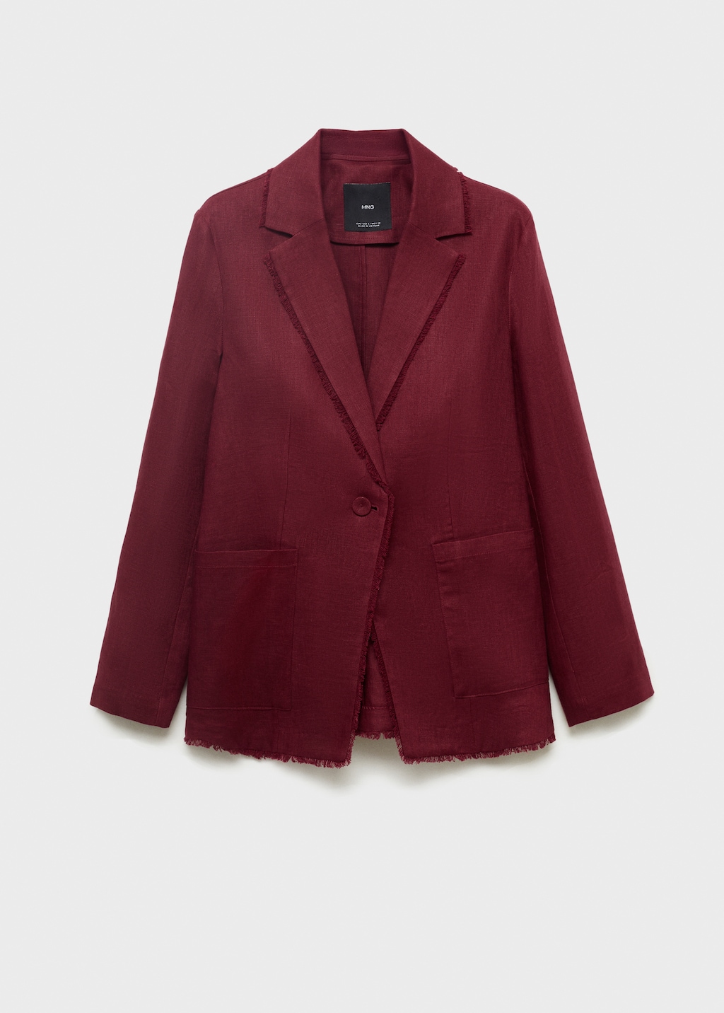 Mango Linen suit blazer with frayed ends