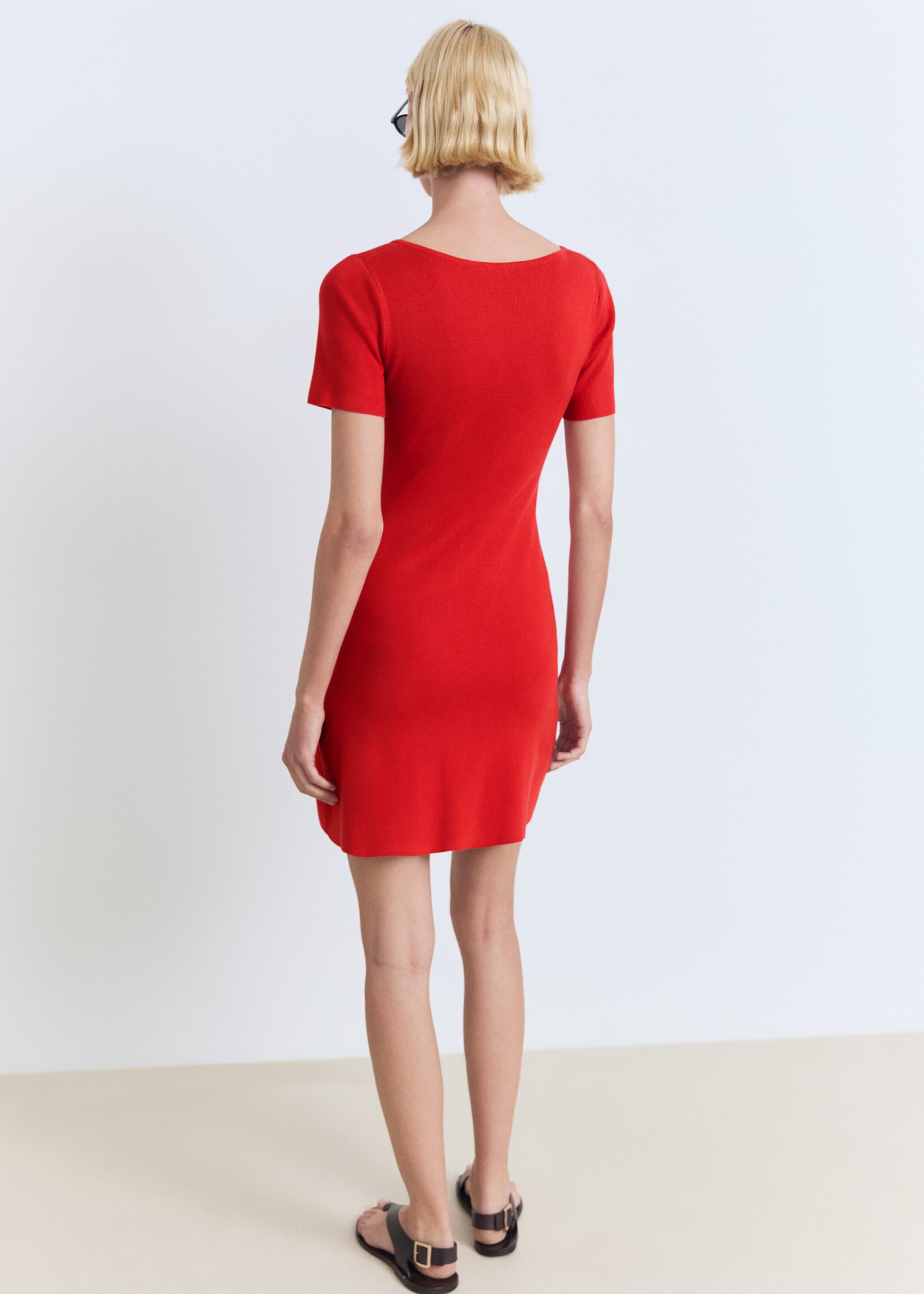 Vestido punto escote lazo - Reverso del artículo