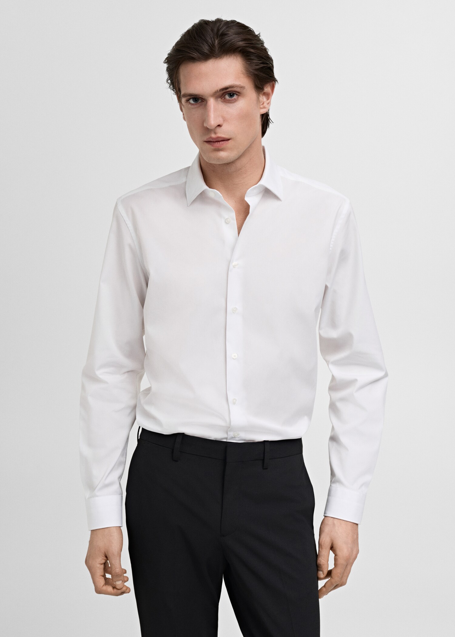 Chemise costume slim-fit popeline coton - Plan moyen