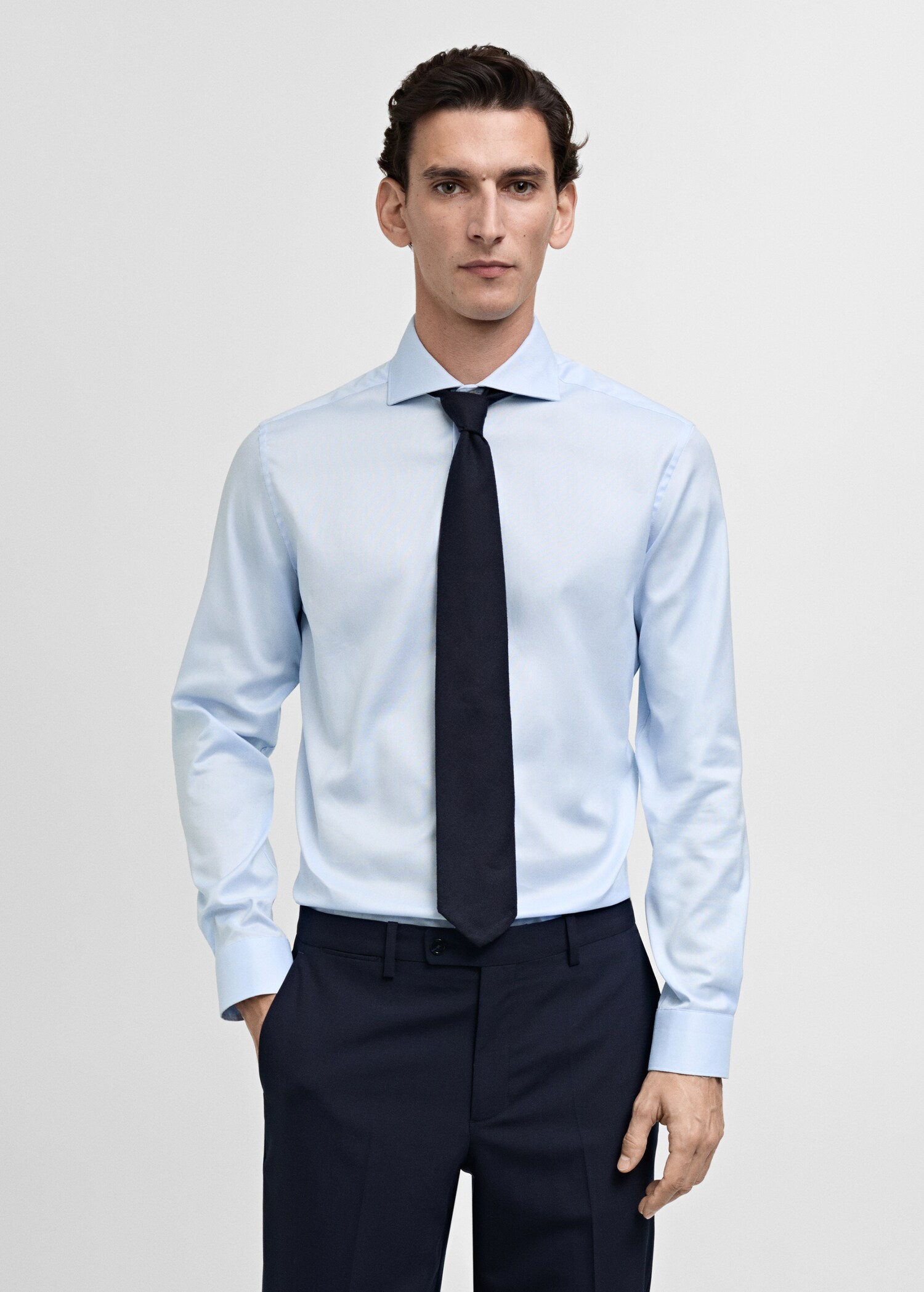 Chemise costume slim-fit popeline coton - Plan moyen
