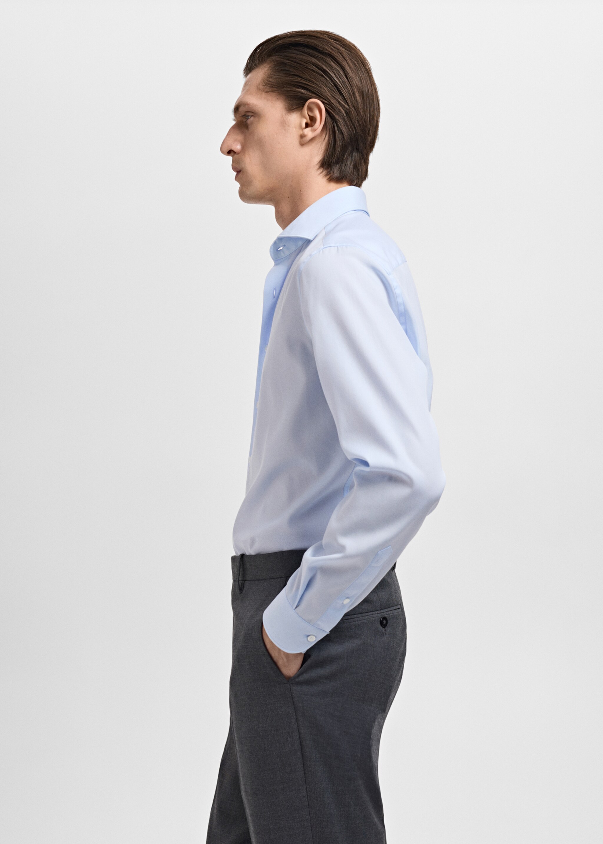 Slim-fit cotton poplin suit shirt - Details of the article 2