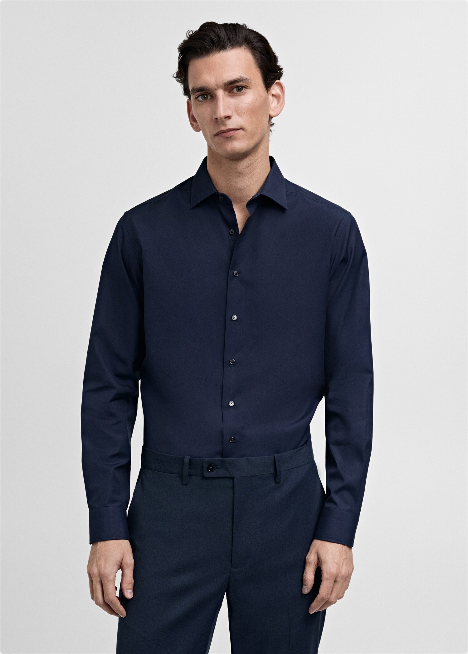 Chemise costume slim-fit popeline coton - Plan moyen