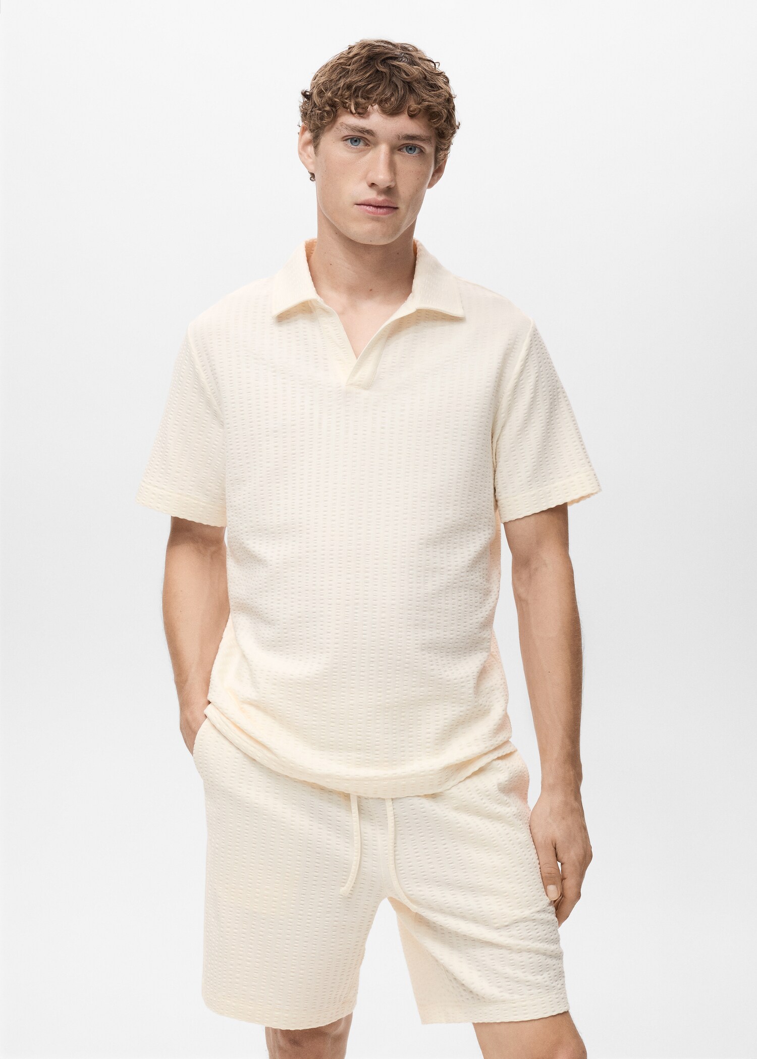 Poloshirt aus Seersucker-Baumwolle - Mittlere Ansicht