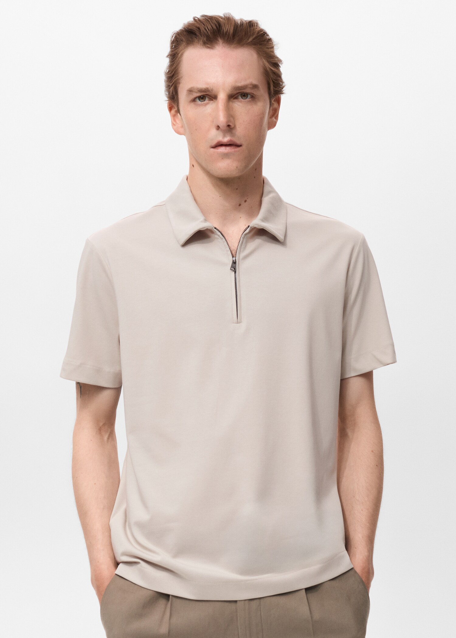 Zip neck polo shirt - Medium plane