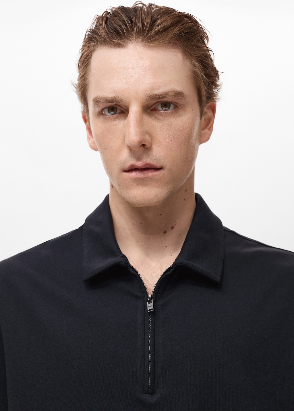 Zip neck polo shirt