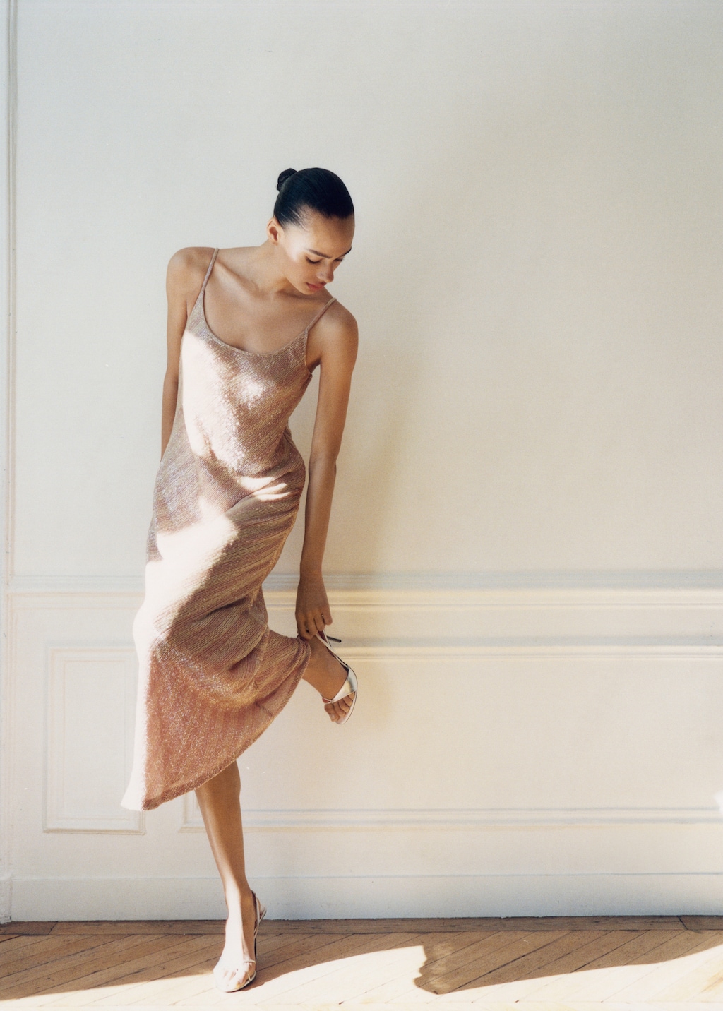 Scoop-back sequin dress