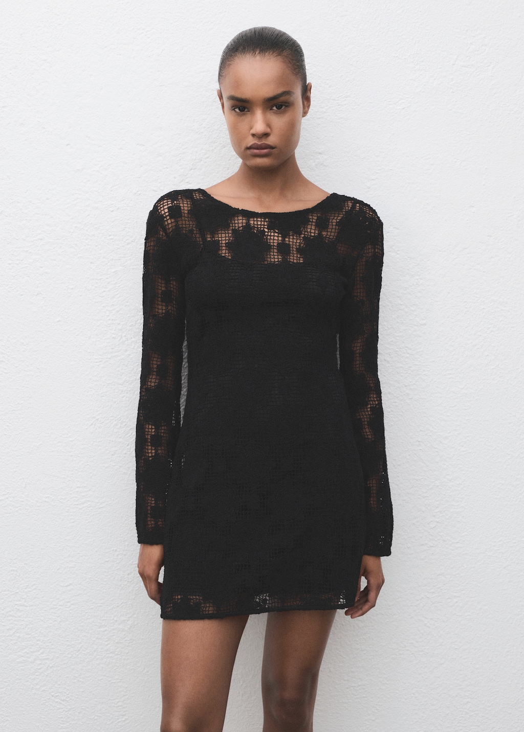 Crochet dress with back neckline