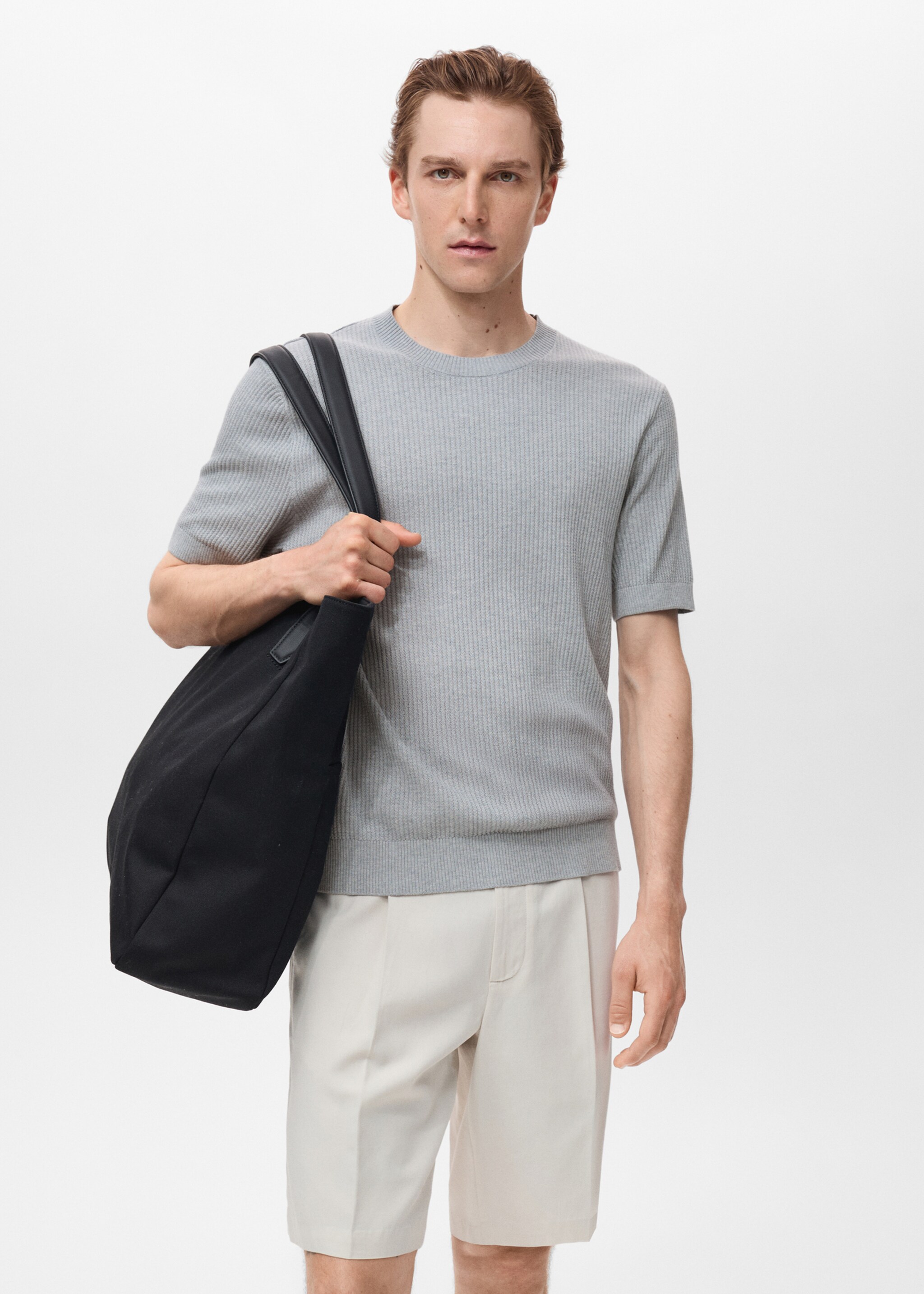 Ribbed  knit t-shirt - Medium plane