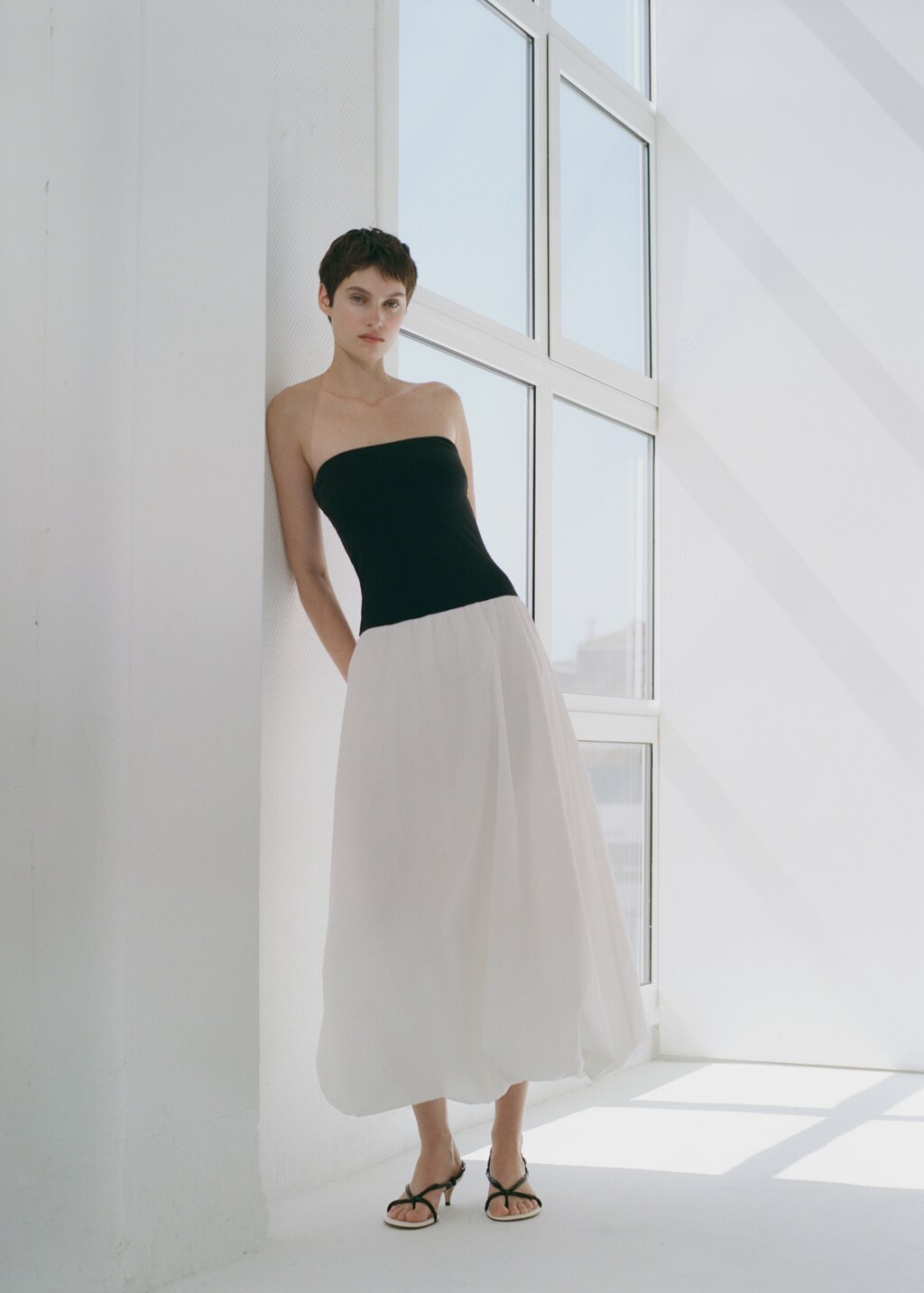 Combined knitted balloon dress - Women | MANGO USA