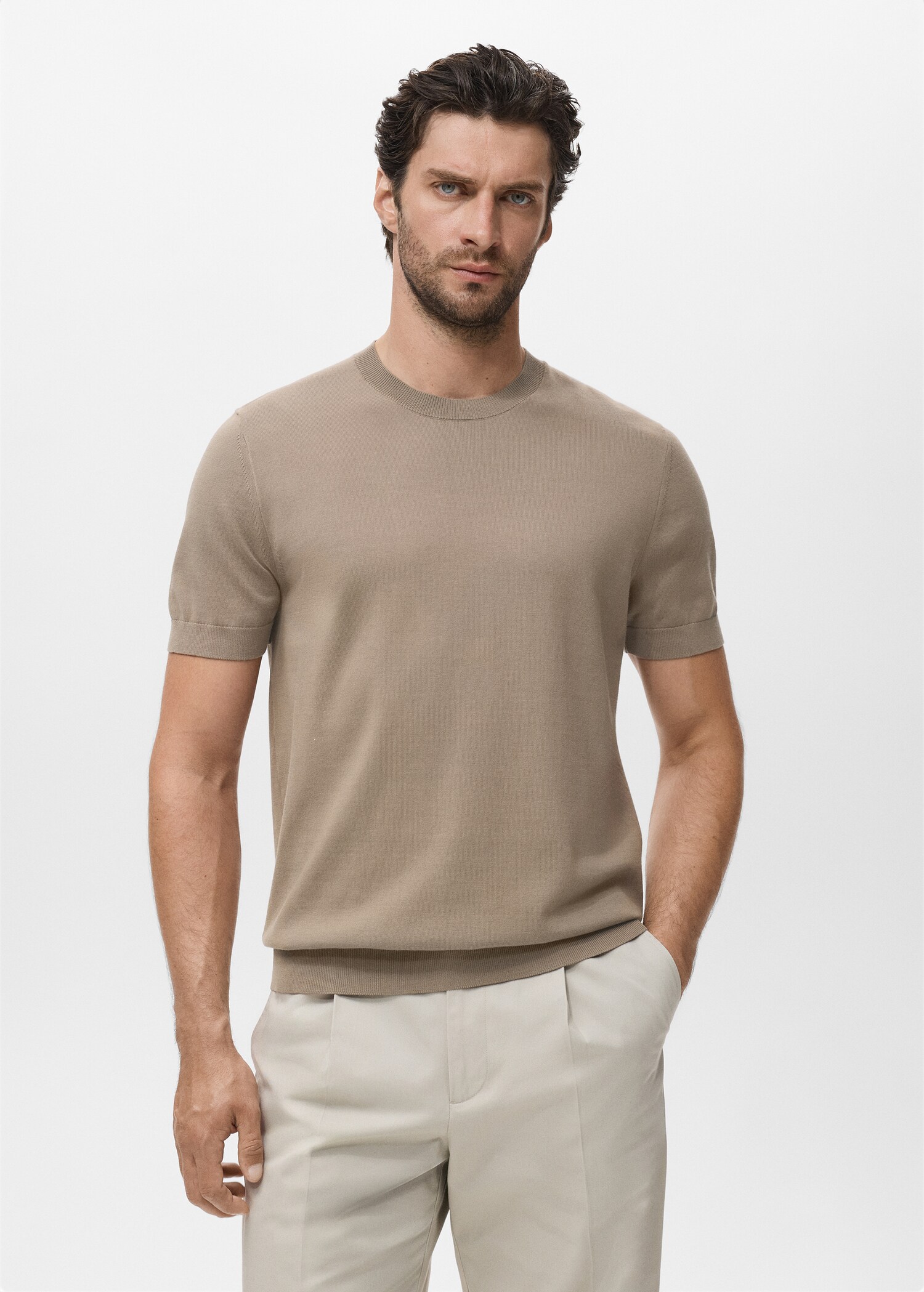 Cotton fine-knit t-shirt - Medium plane