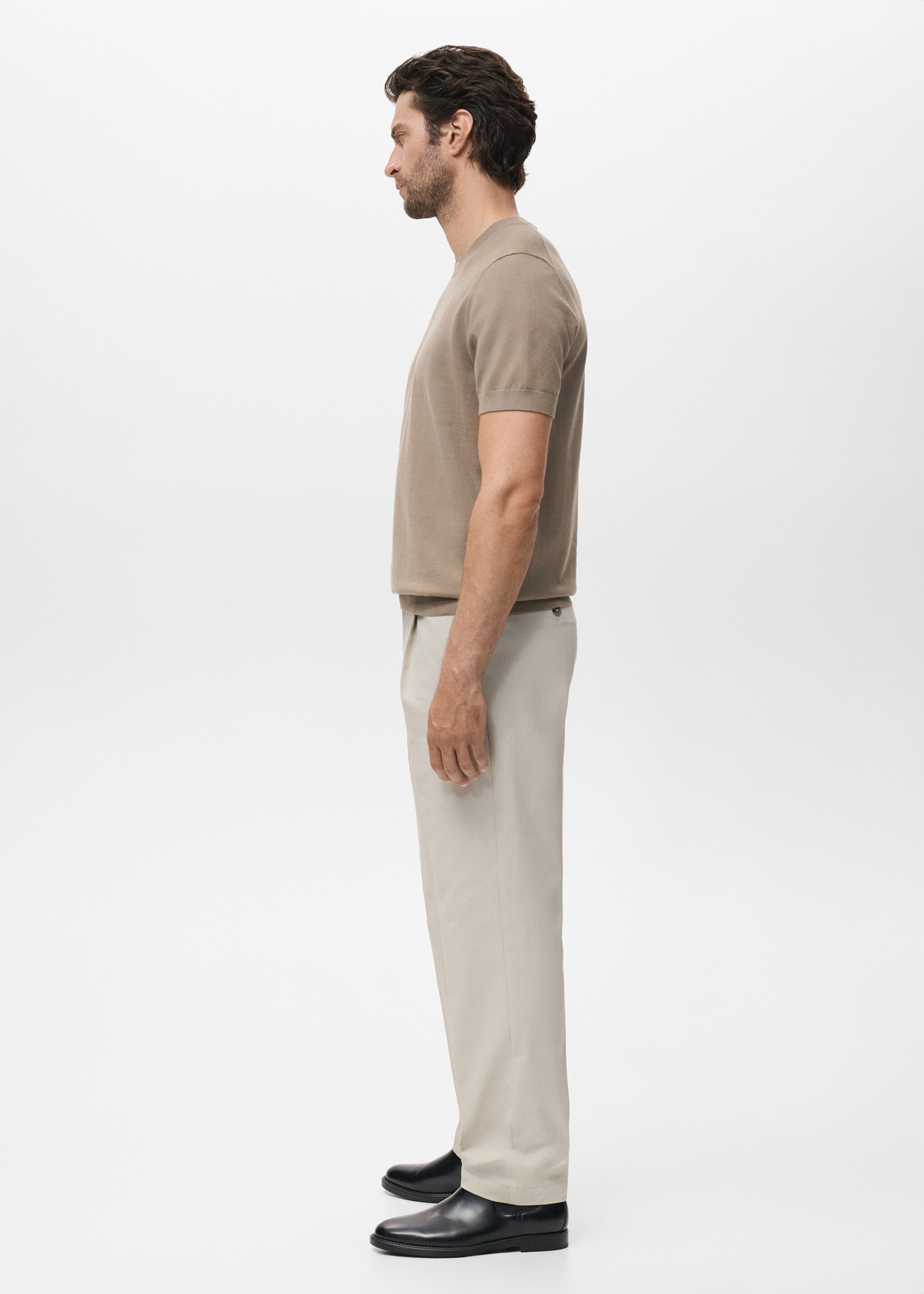 Cotton fine-knit t-shirt - Details of the article 2, Medium Brown. Ref: 17061245-00.