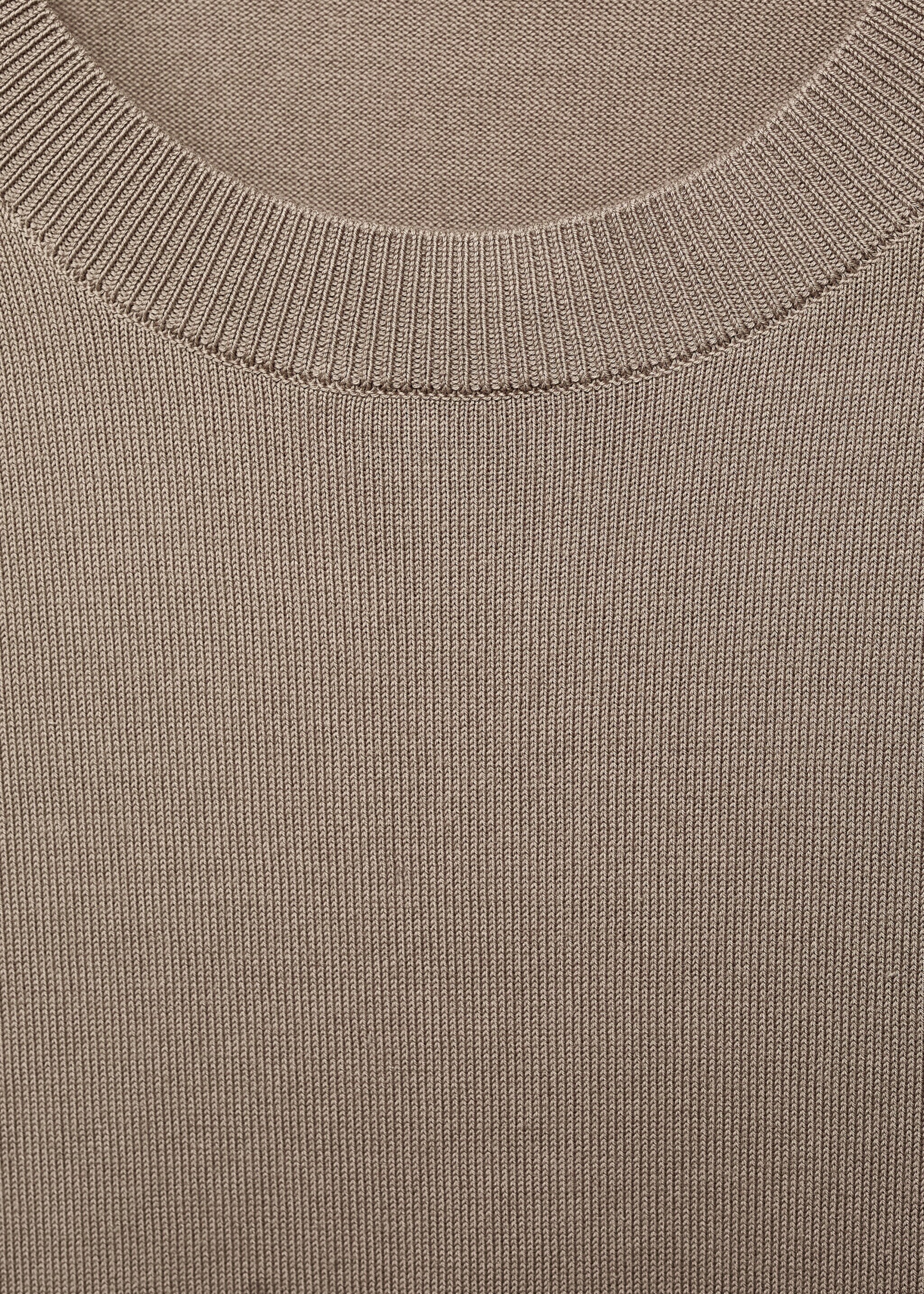 Cotton fine-knit t-shirt - Details of the article 8, Medium Brown. Ref: 17061245-00.