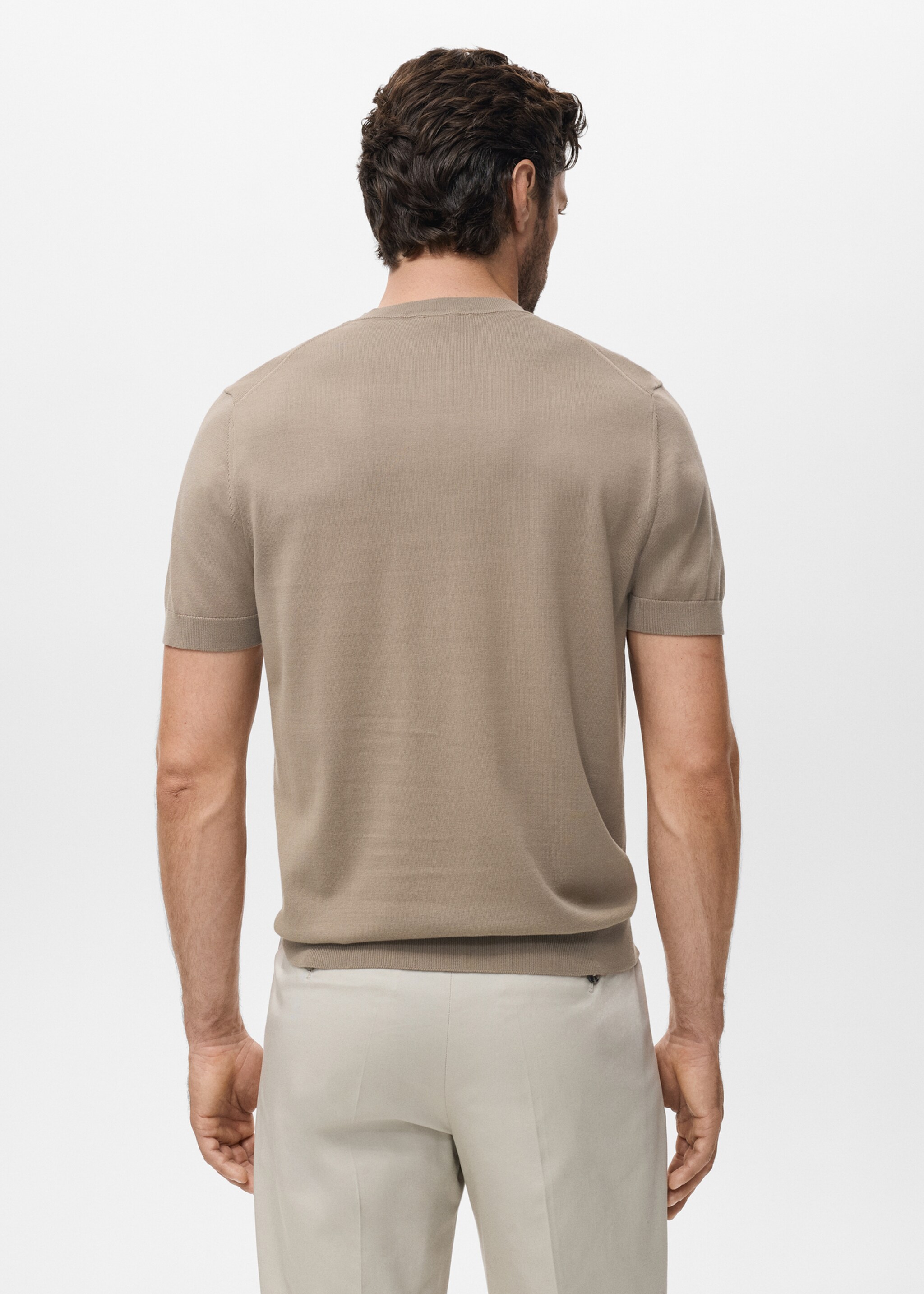 Cotton fine-knit t-shirt - Reverse of the article, Medium Brown. Ref: 17061245-00.