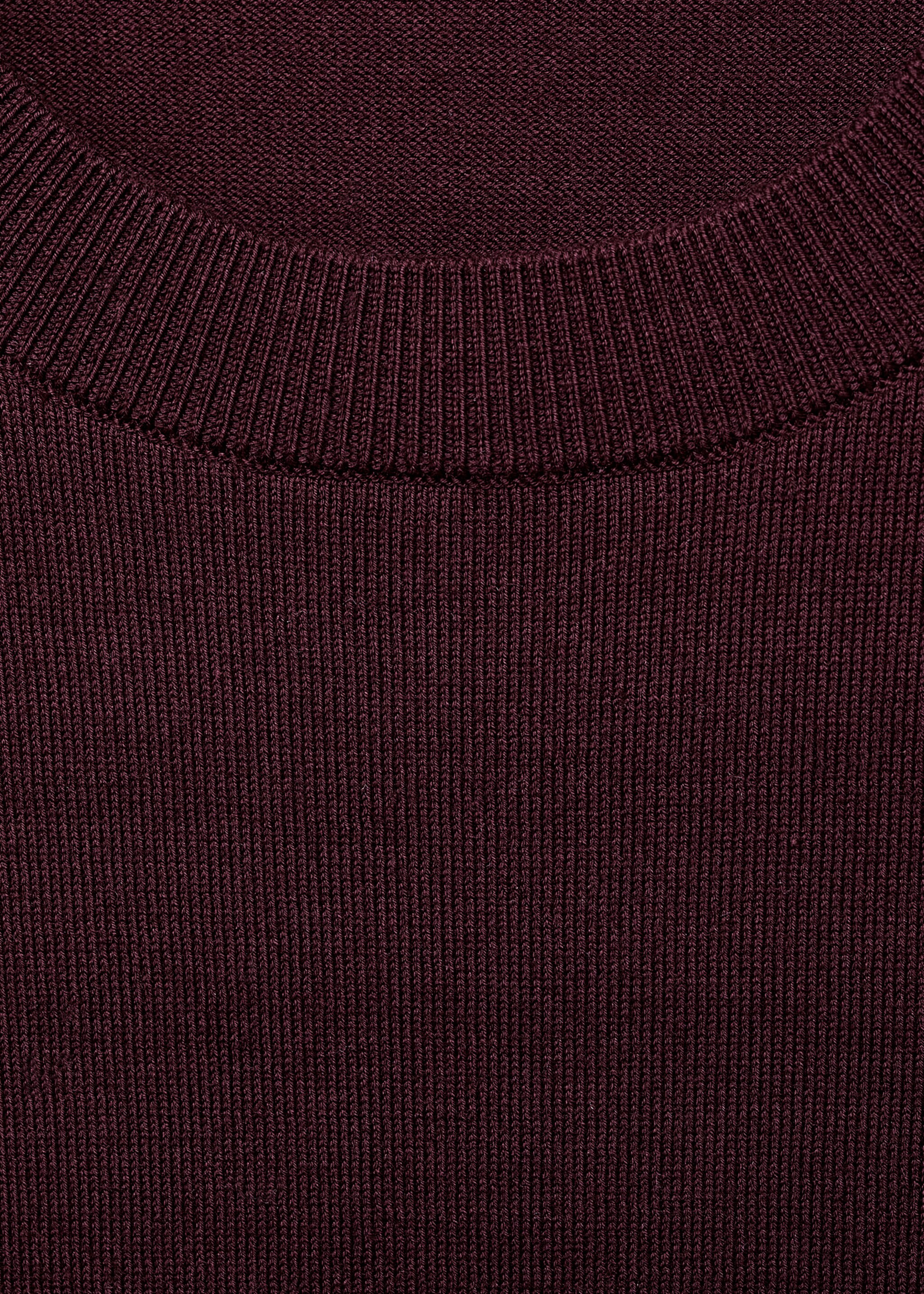 Cotton fine-knit t-shirt - Details of the article 8, Burgundy. Ref: 17061245-00.