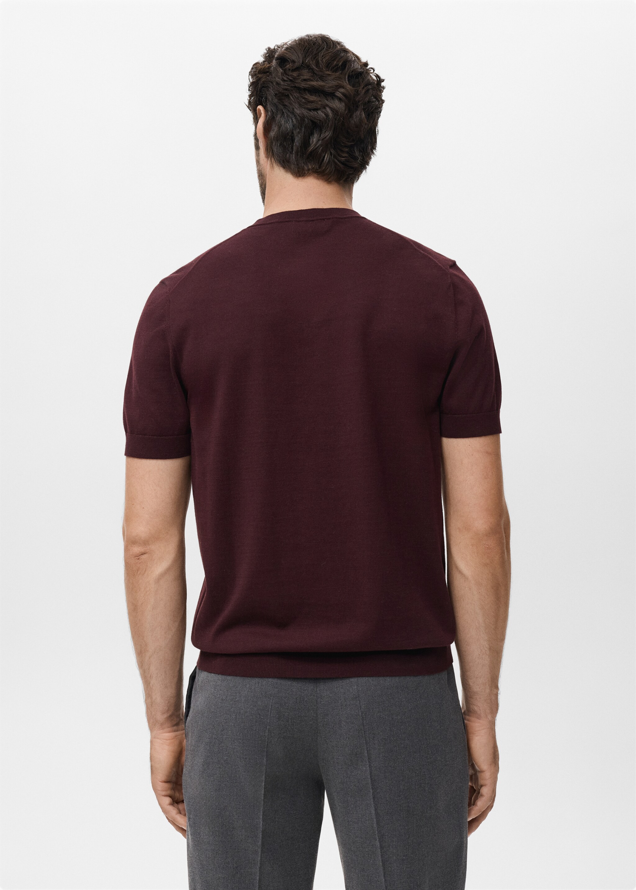 Cotton fine-knit t-shirt - Reverse of the article, Burgundy. Ref: 17061245-00.
