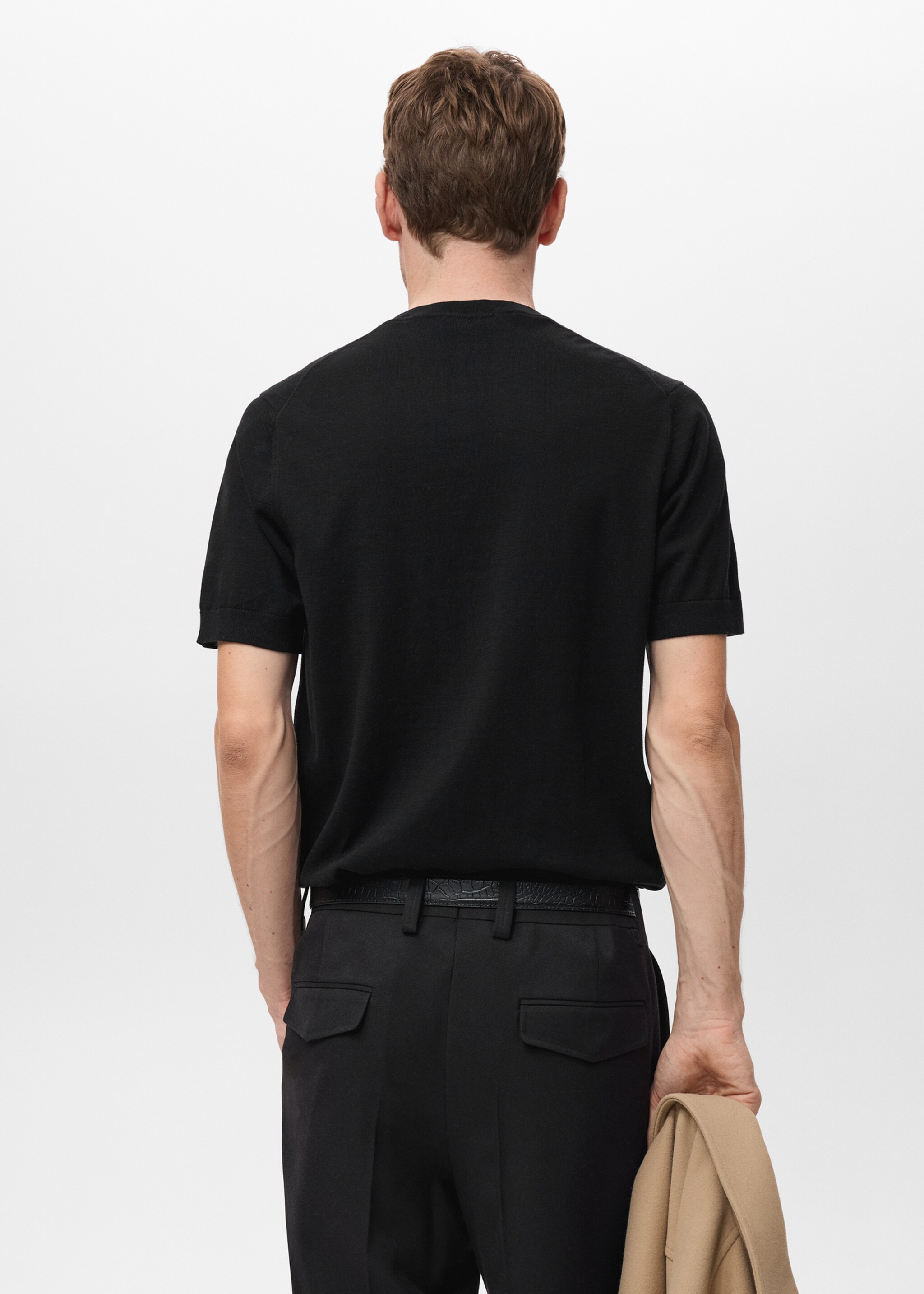 T-shirt maille fine coton - Verso de l’article, Noir. Ref: 17061245-00.