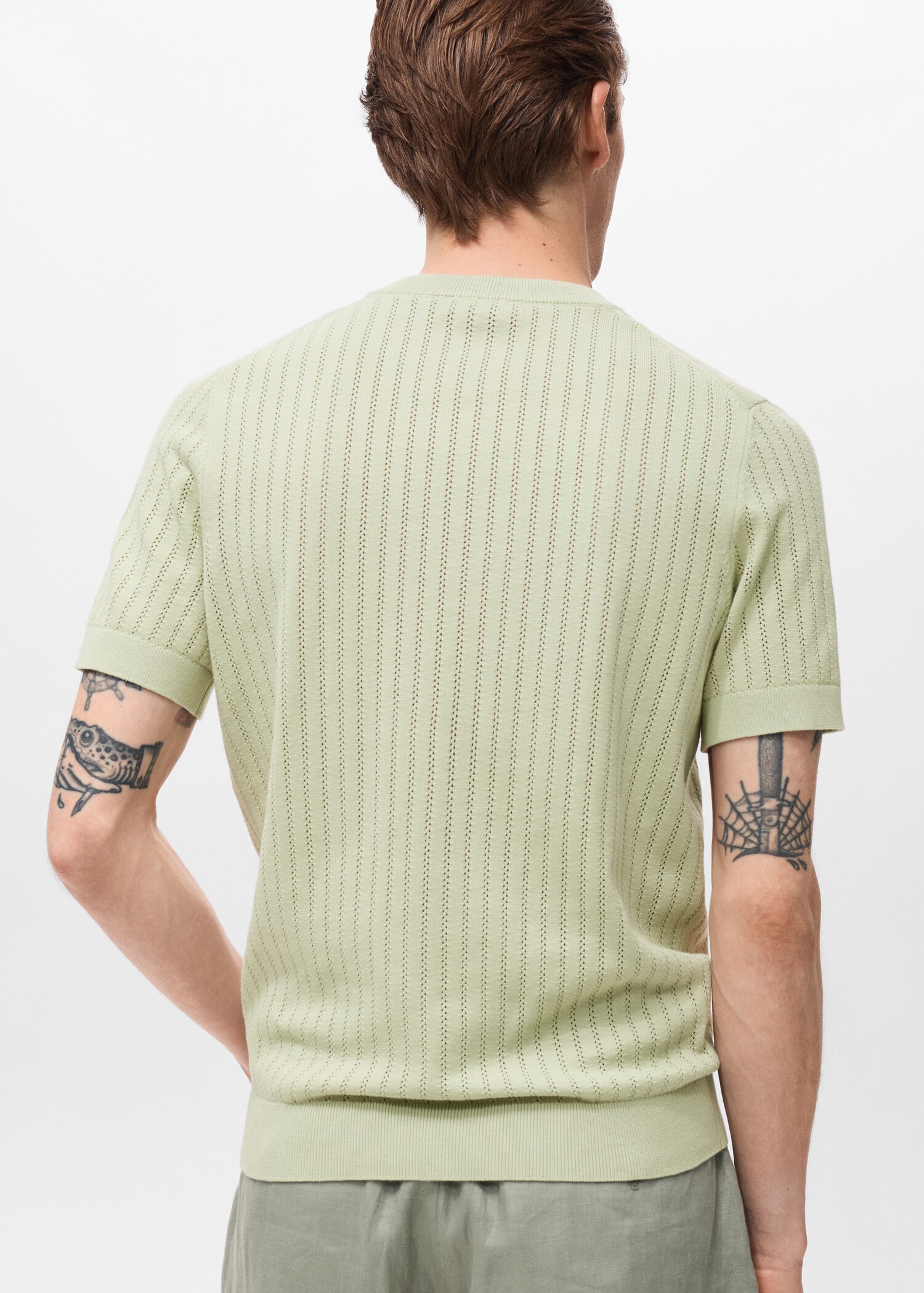 Camiseta algodón calada rayas - Reverso del artículo