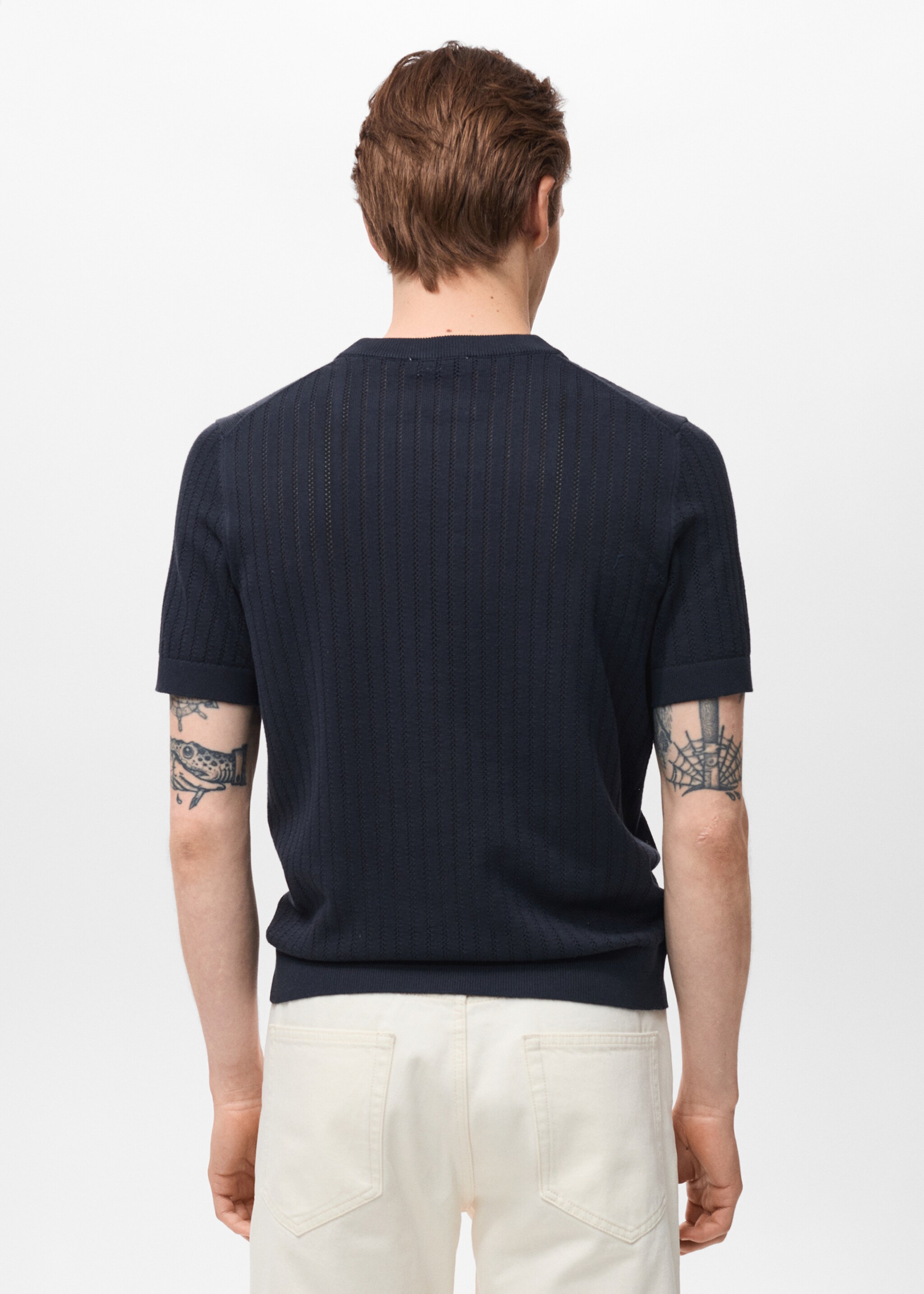 Camiseta algodón calada rayas - Reverso del artículo
