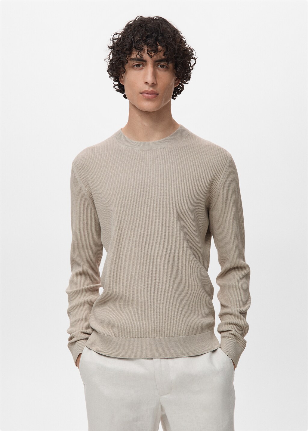 Fine rib-knit cotton sweater