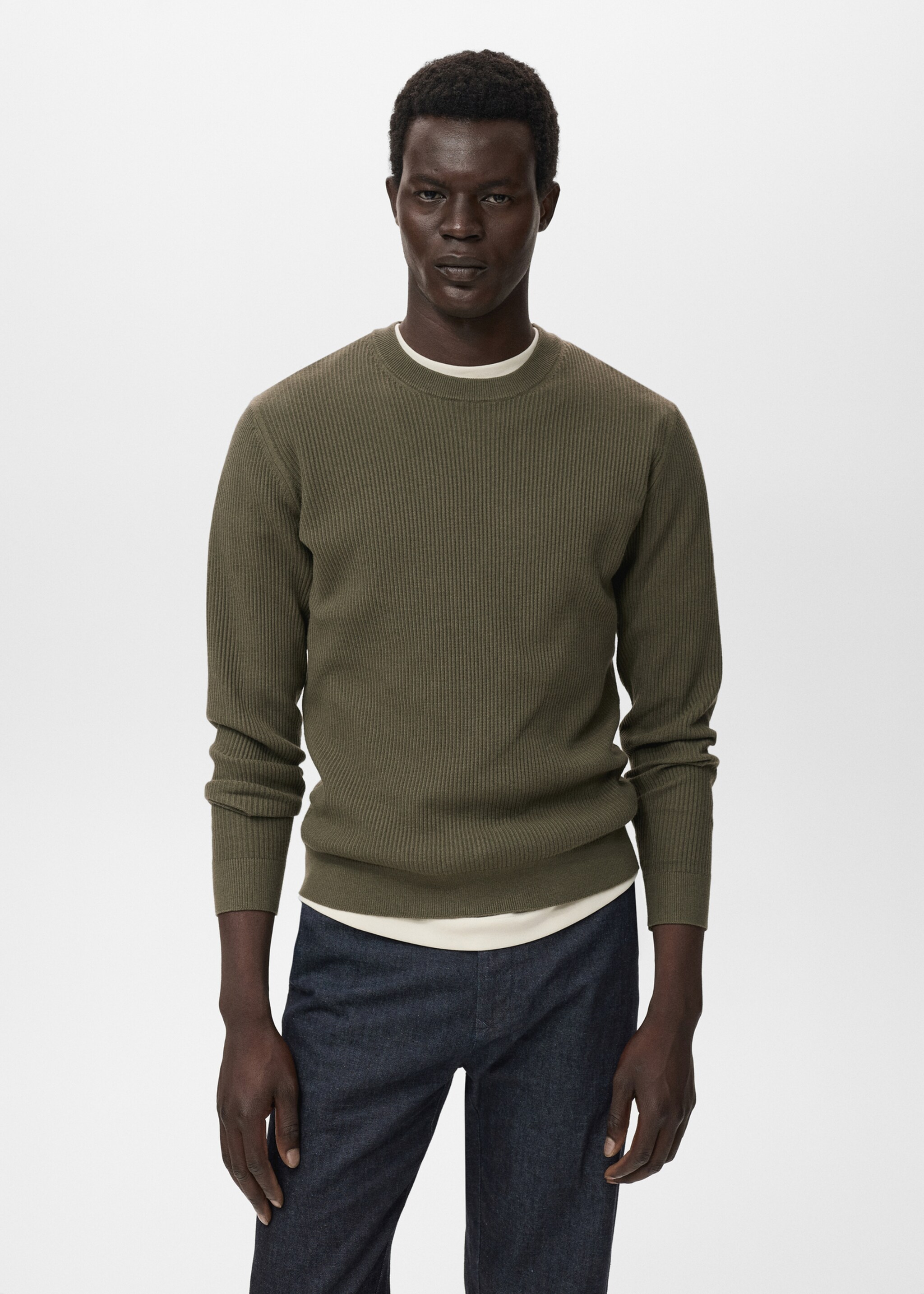 Fine rib-knit cotton sweater - Medium plane