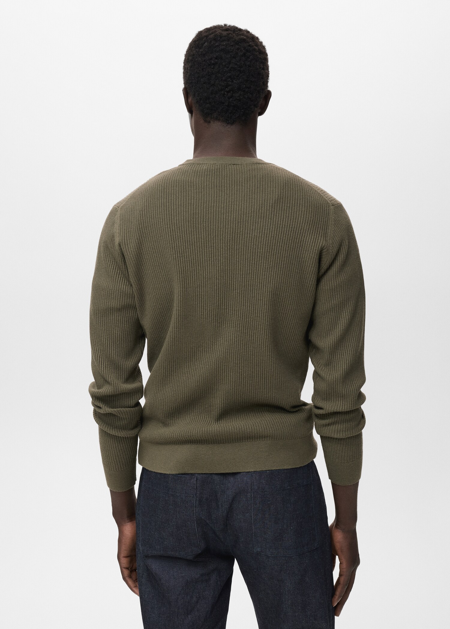 Pull coton maille fine côtelée - Verso de l’article