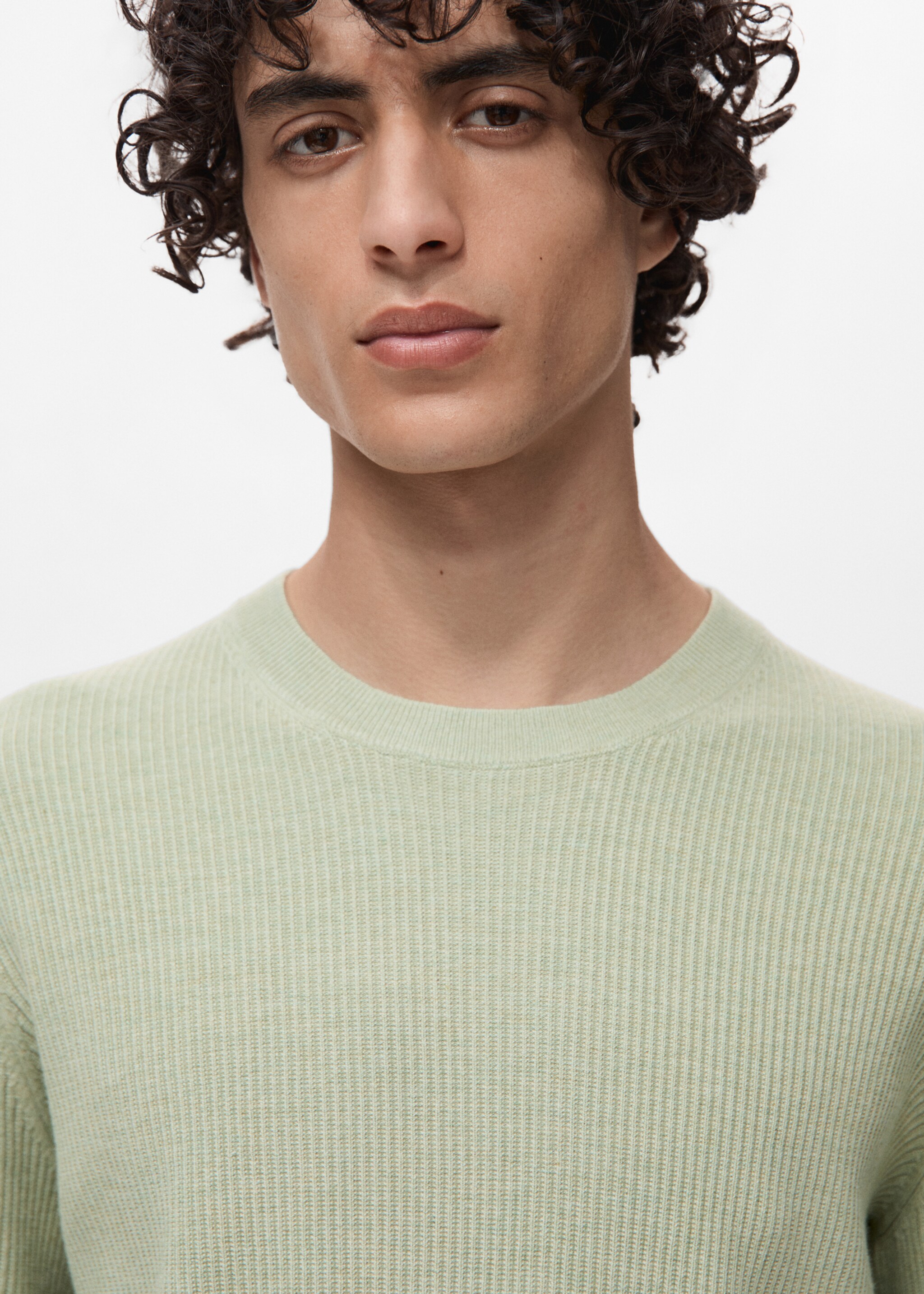 Fine rib-knit cotton sweater - Details of the article 1
