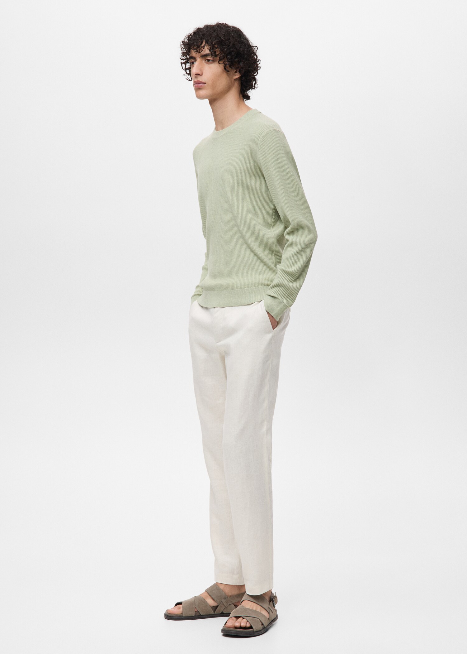 Fine rib-knit cotton sweater - Details of the article 2