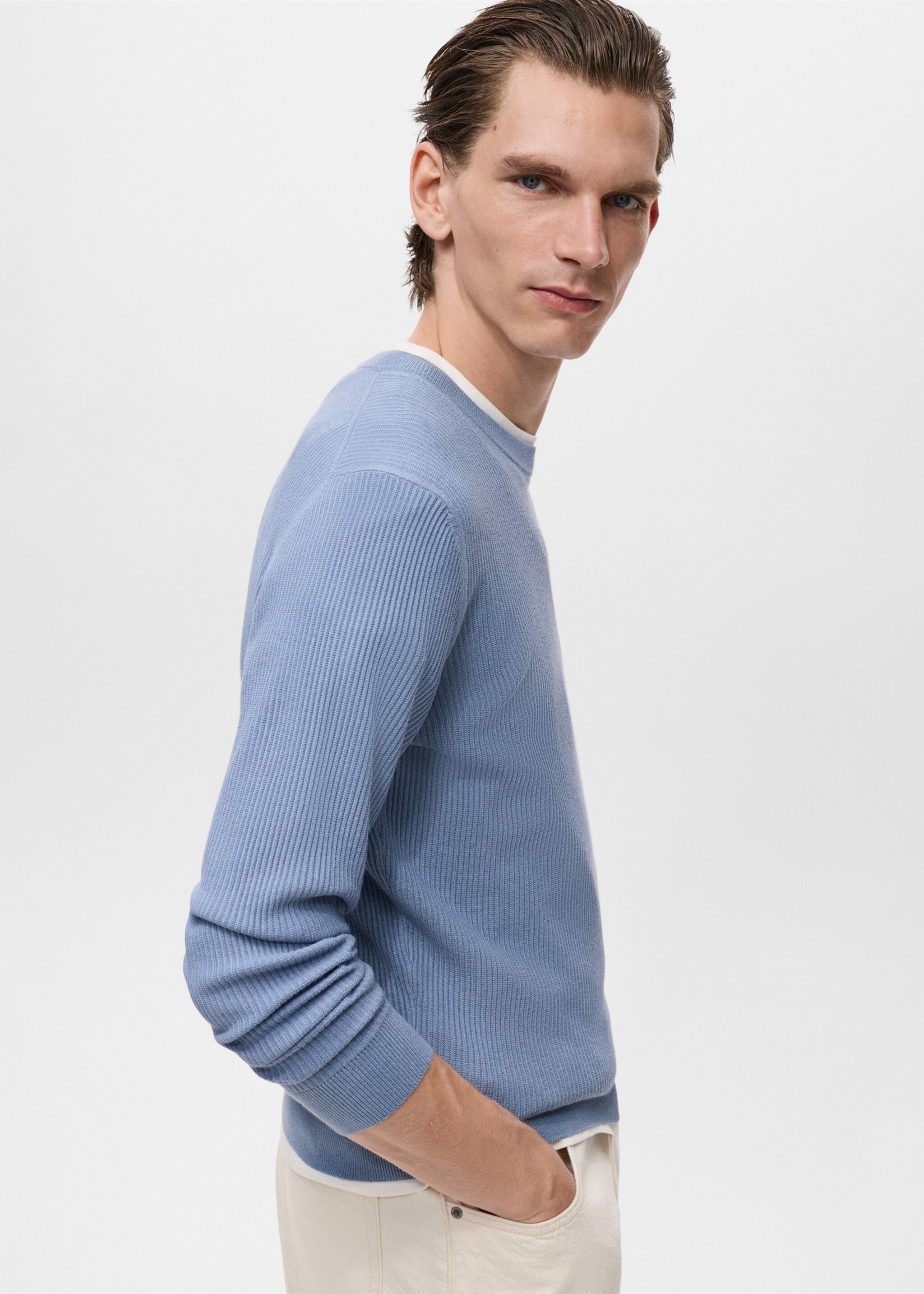 Fine rib-knit cotton sweater - Details of the article 2