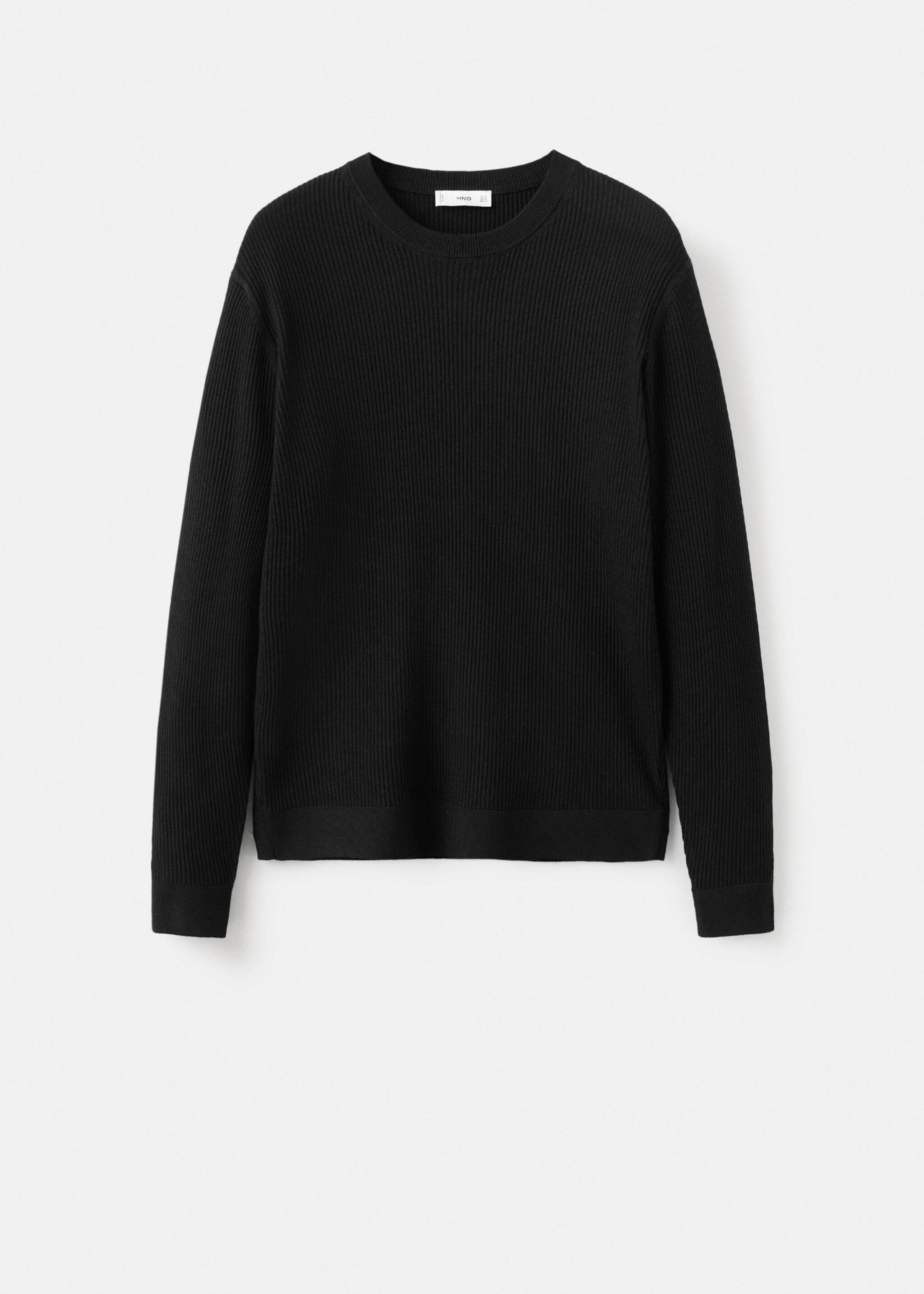Fine rib-knit cotton sweater - Article without model, Black. Ref: 17061248-00.