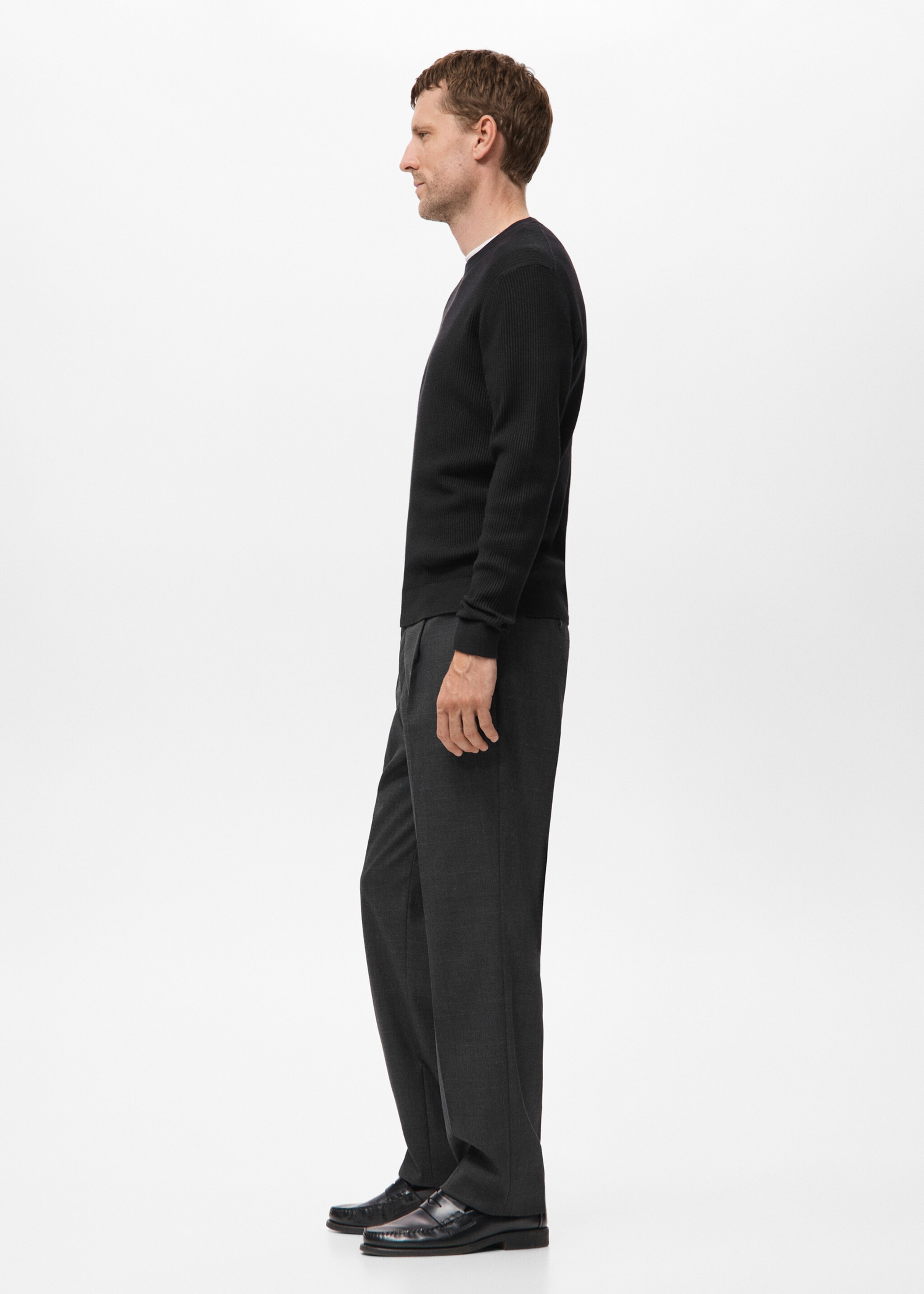 Fine rib-knit cotton sweater - Details of the article 2, Black. Ref: 17061248-00.