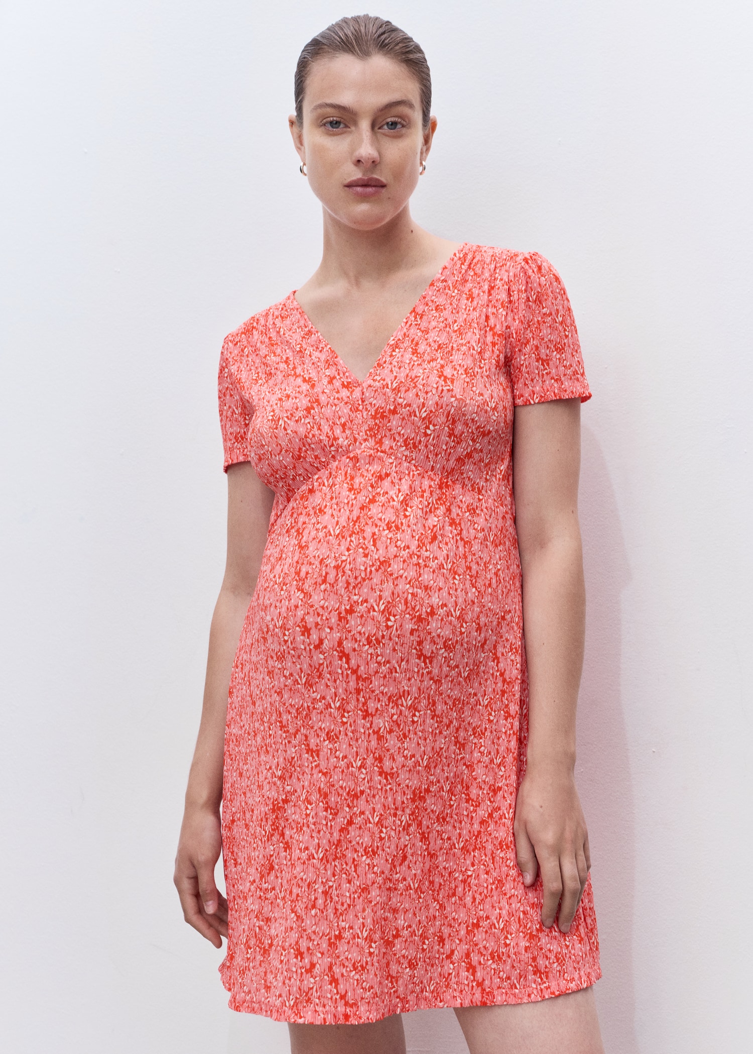 Short floral textured dress - Medium plane
