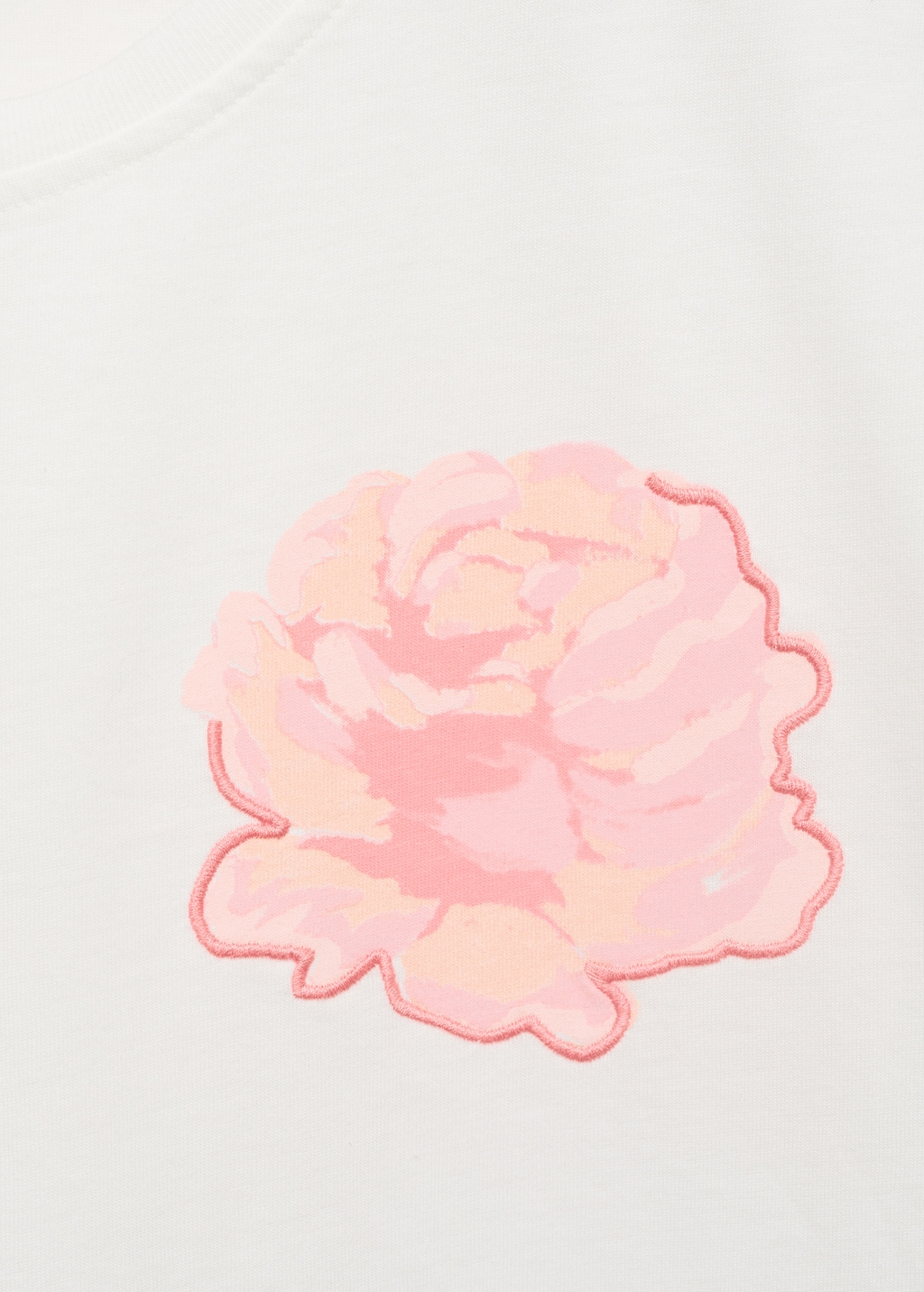 Cotton t-shirt with flower detail - Women | MANGO Canada