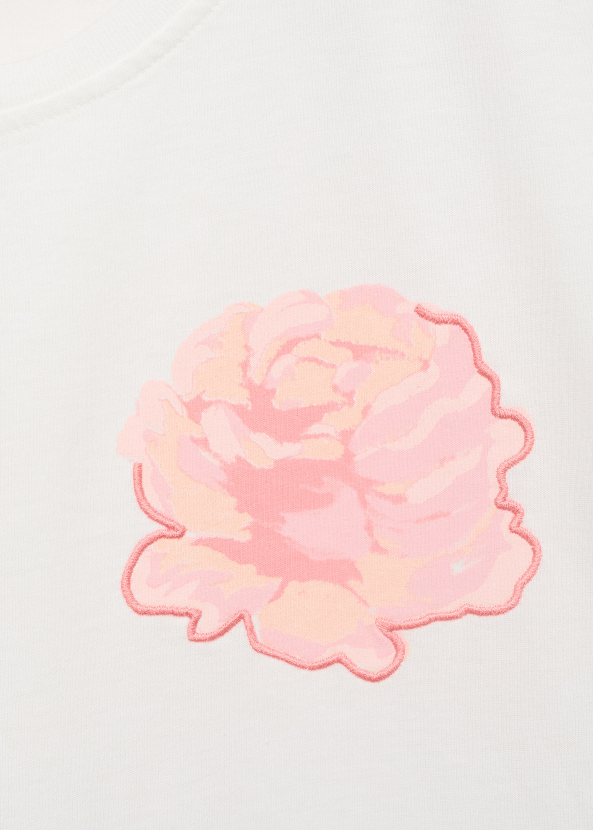 Cotton t-shirt with flower detail - Details of the article 8, Off White. Ref: 17061258-00.