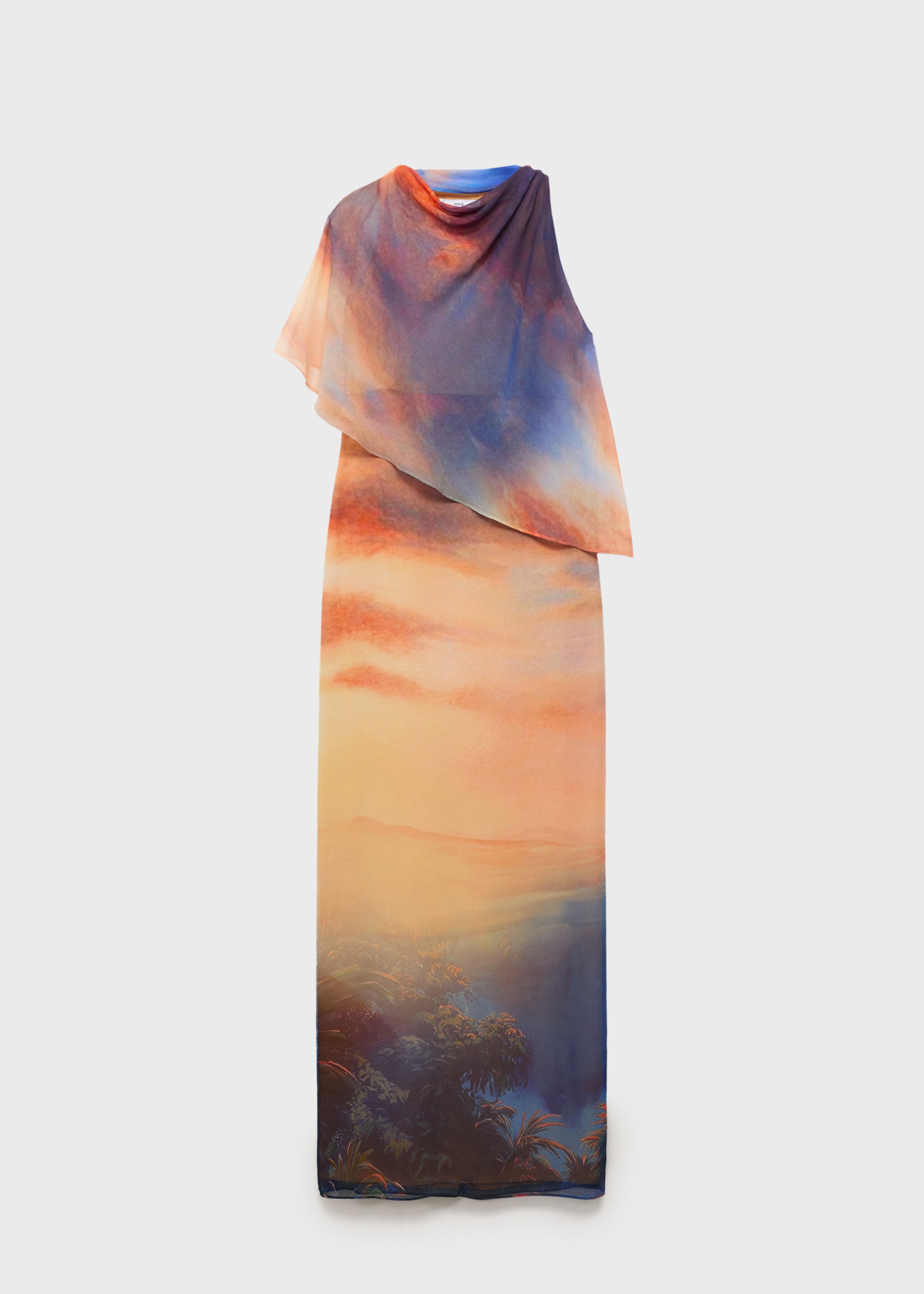 Printed dress with asymmetrical layer - Article without model