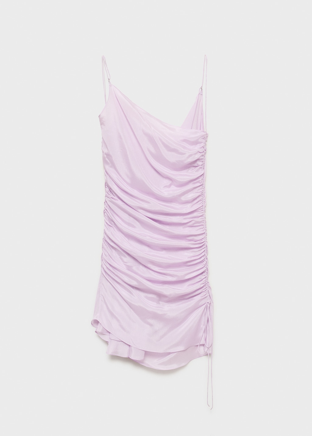 Gathered dress with satin finish - image 5