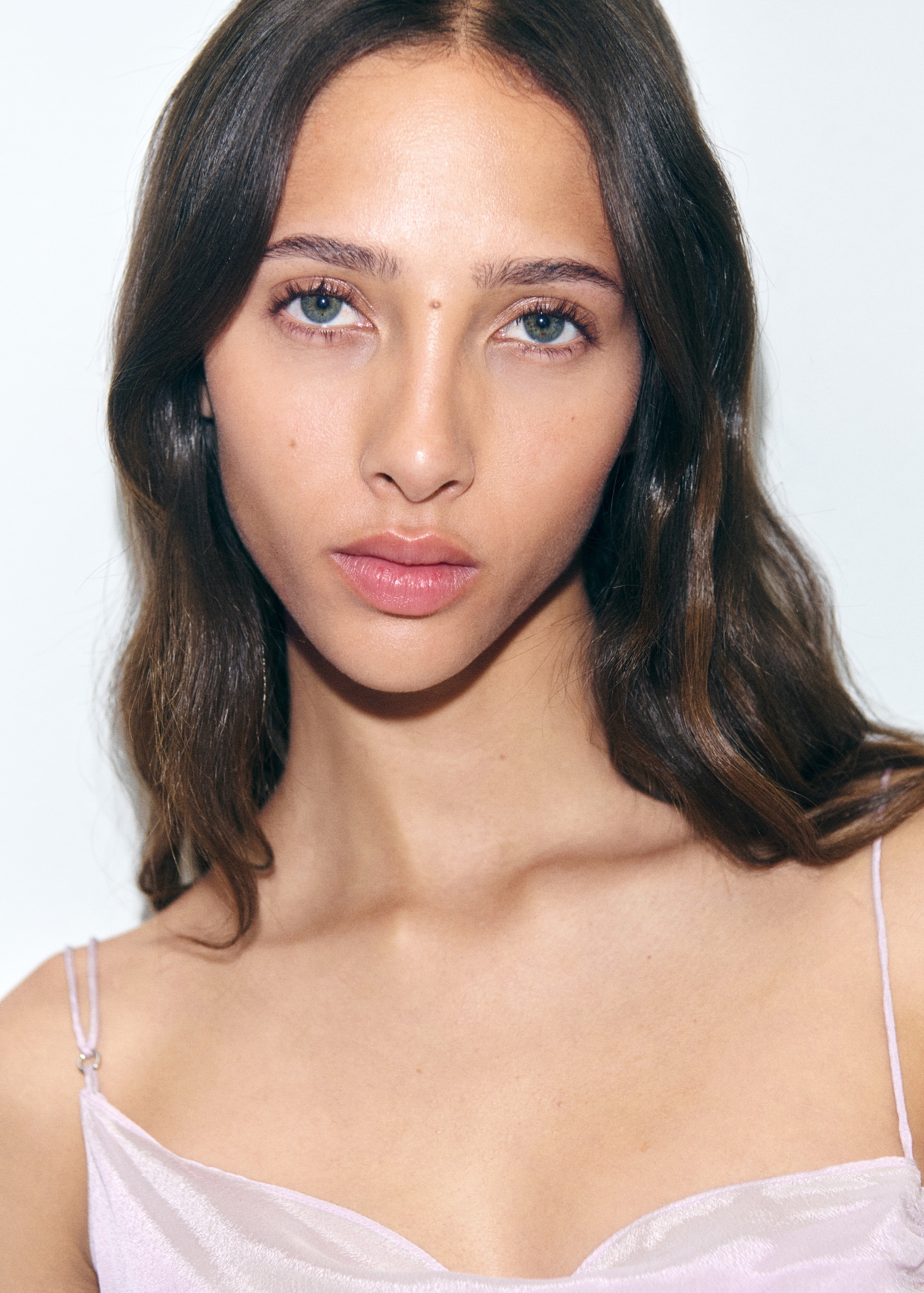 Gathered Dress With Satin Finish