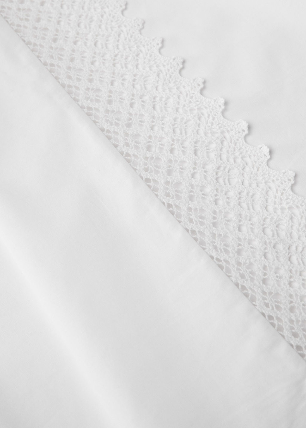 Cotton percale lace top sheet for 135/140 cm bed