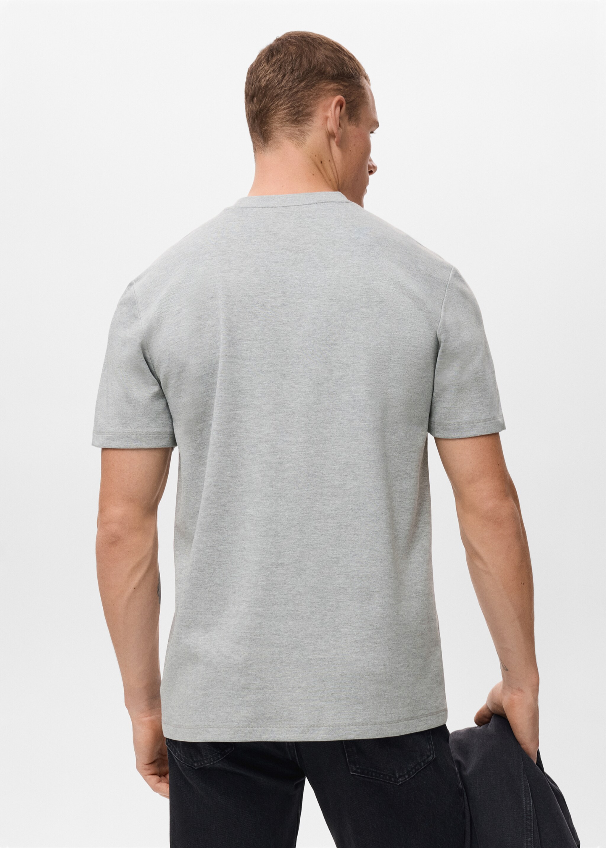 Medium weight regular fit T-shirt - Reverse of the article, Medium Heather Grey. Ref: 17061279-00.
