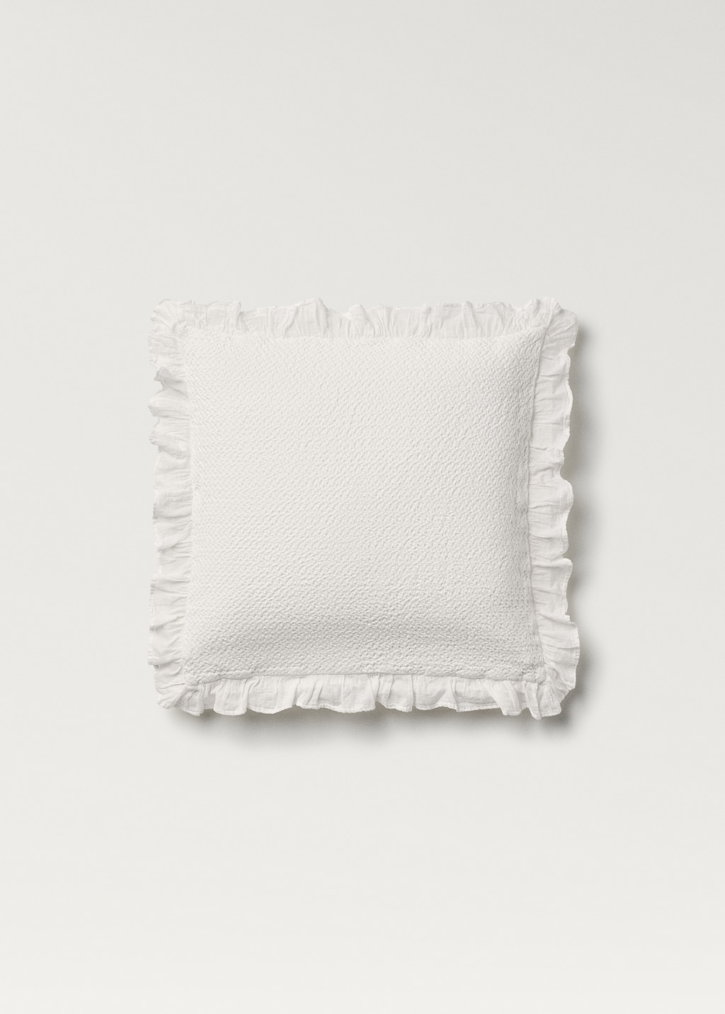 Cotton bed cushion cover with ruffle finish 50x50 cm