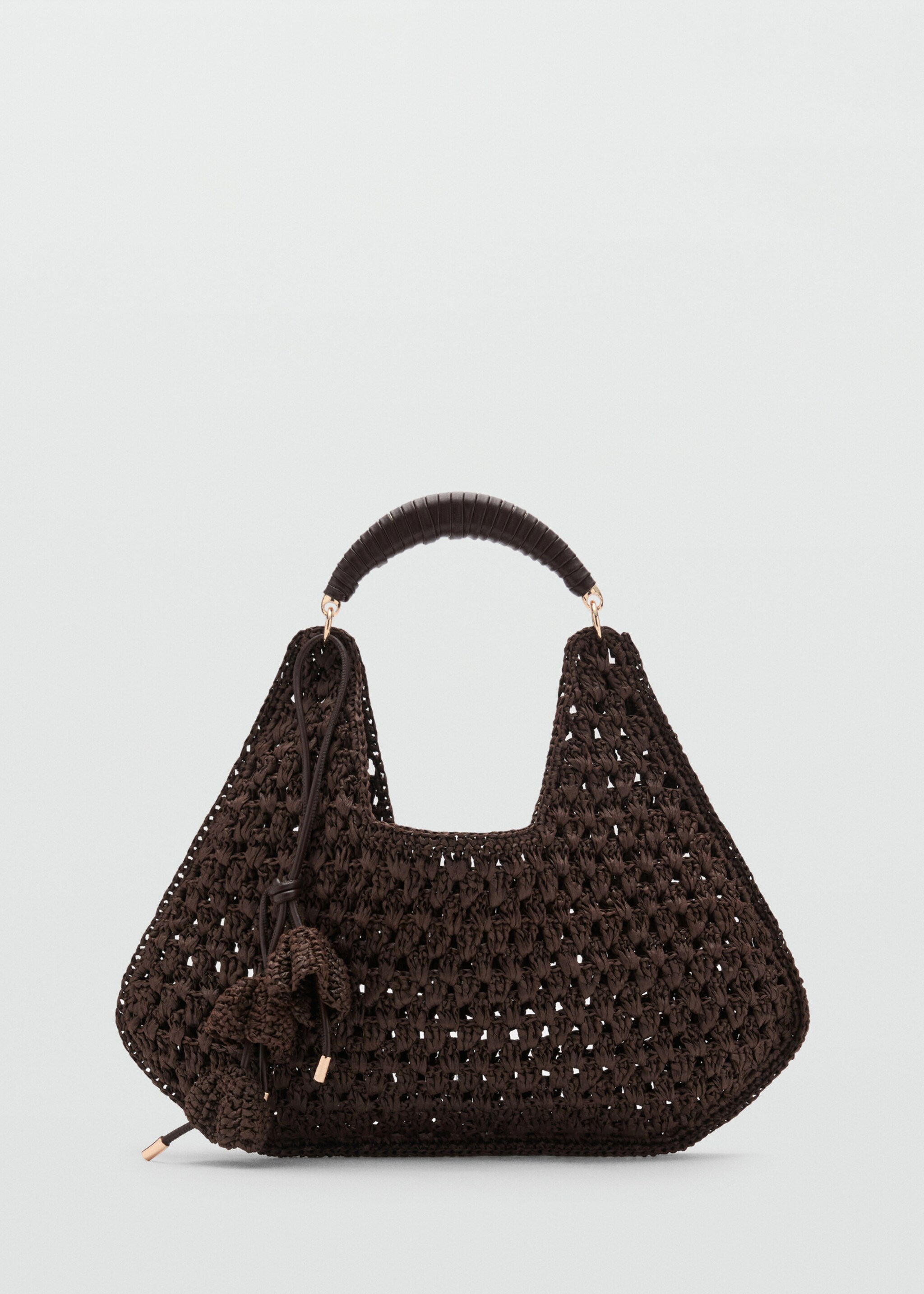 Natural fiber shoulder bag with flower charm - Article without model