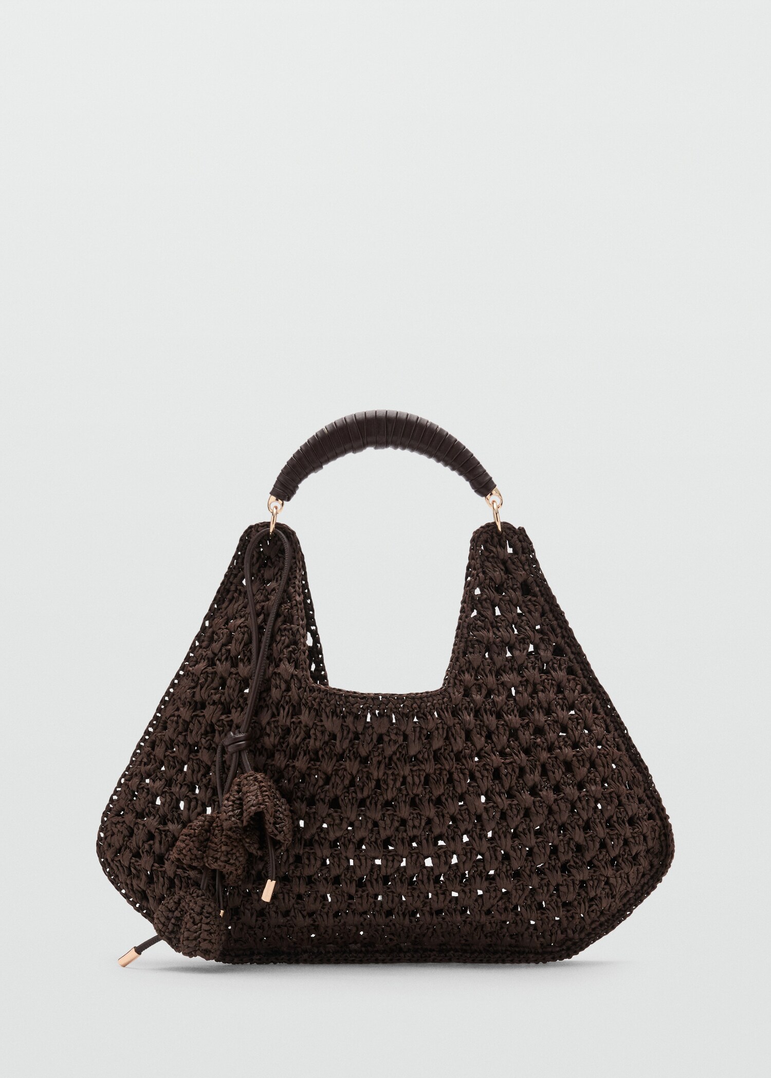 Sac à épaule en fibre naturelle avec charme fleurs - Article sans modèle