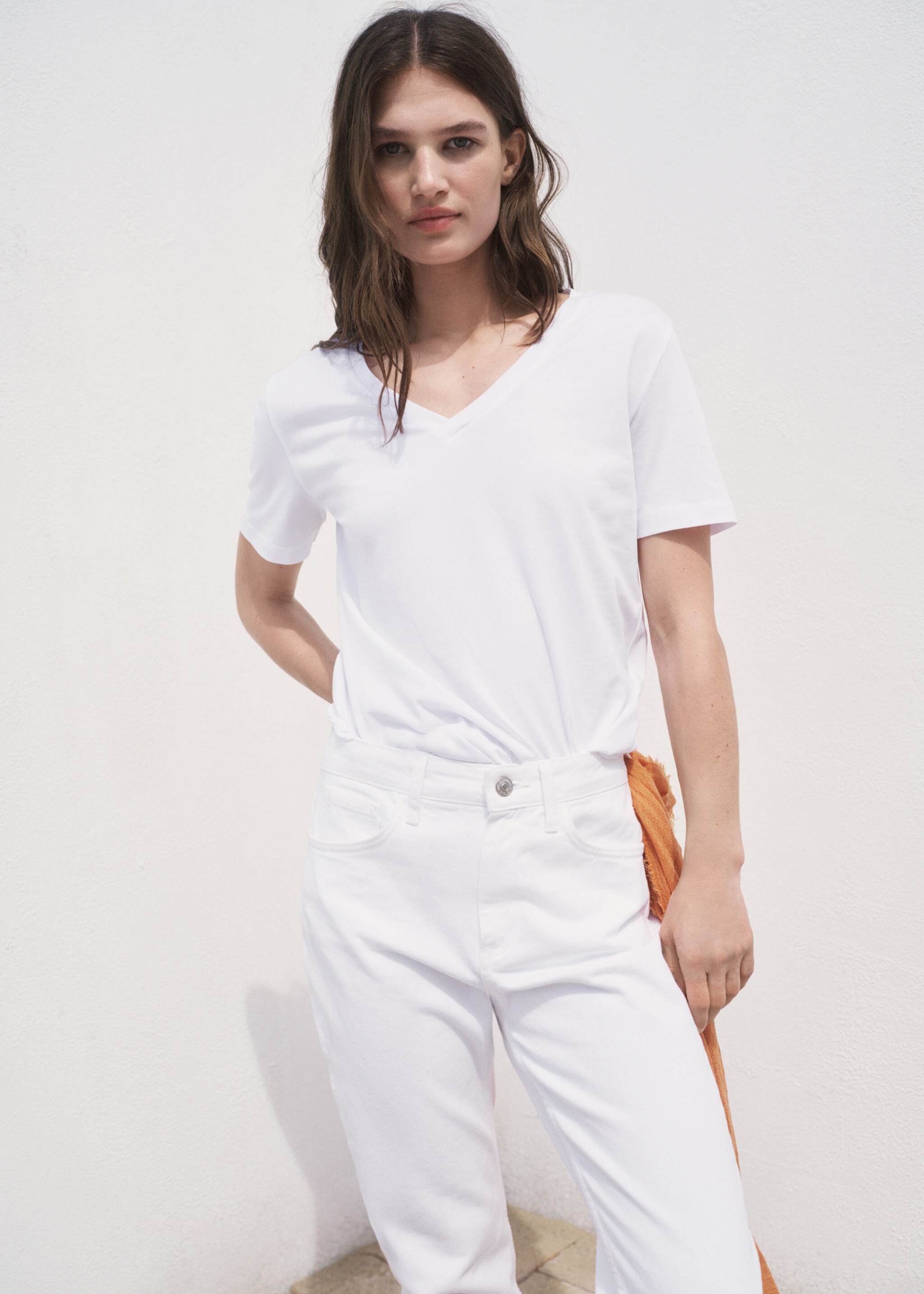 V-neck cotton T-shirt - Medium plane
