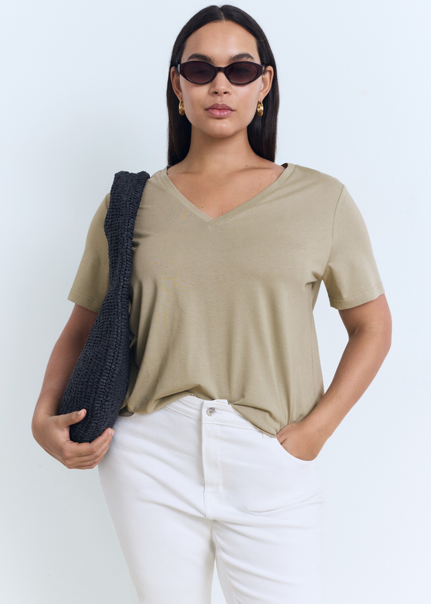 Camiseta algodón cuello pico - Detalle del artículo 5