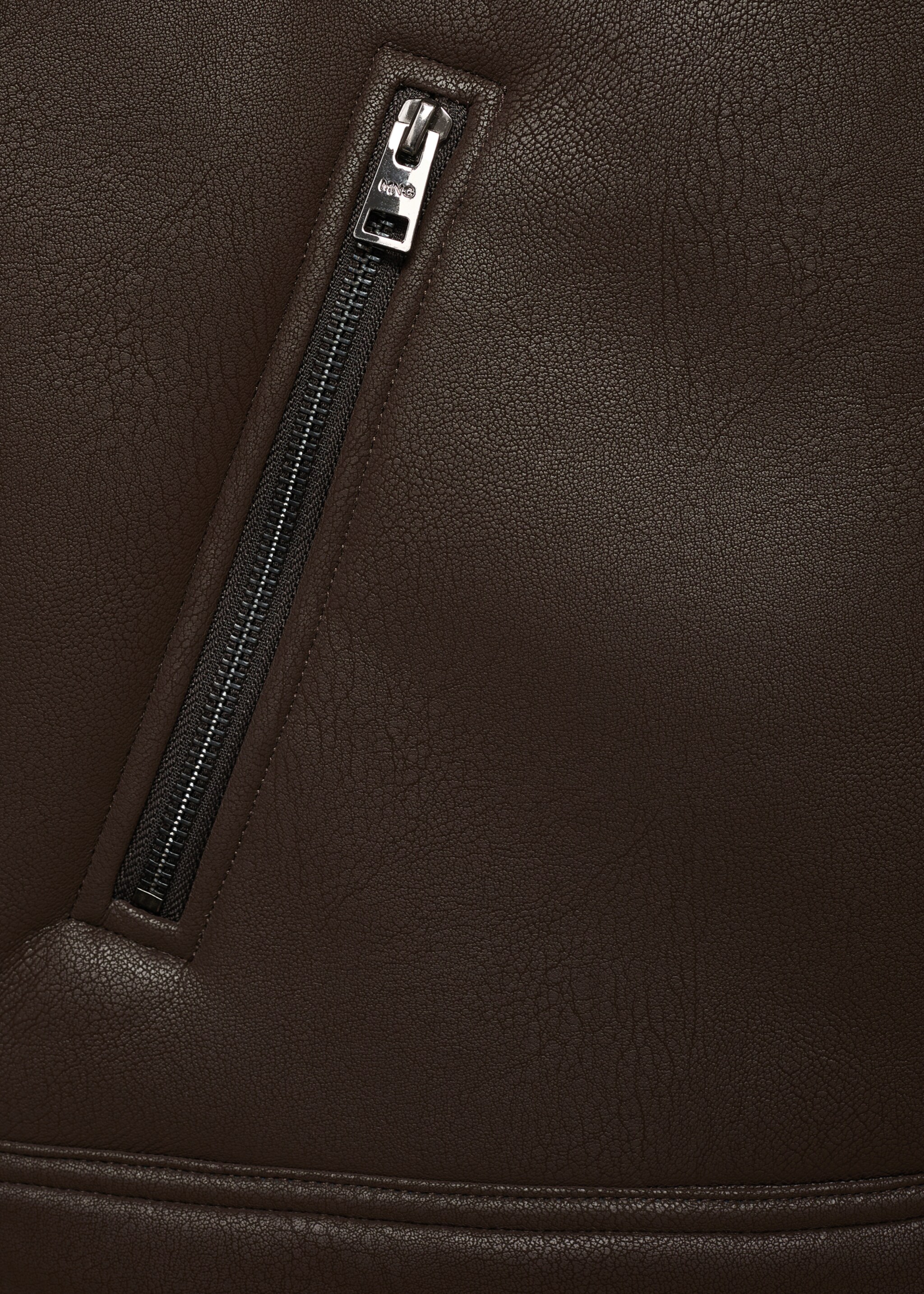 Faux Leather Jacket with Sherpa Lining - Details of the article 0, Brown. Ref: 17061518-00.