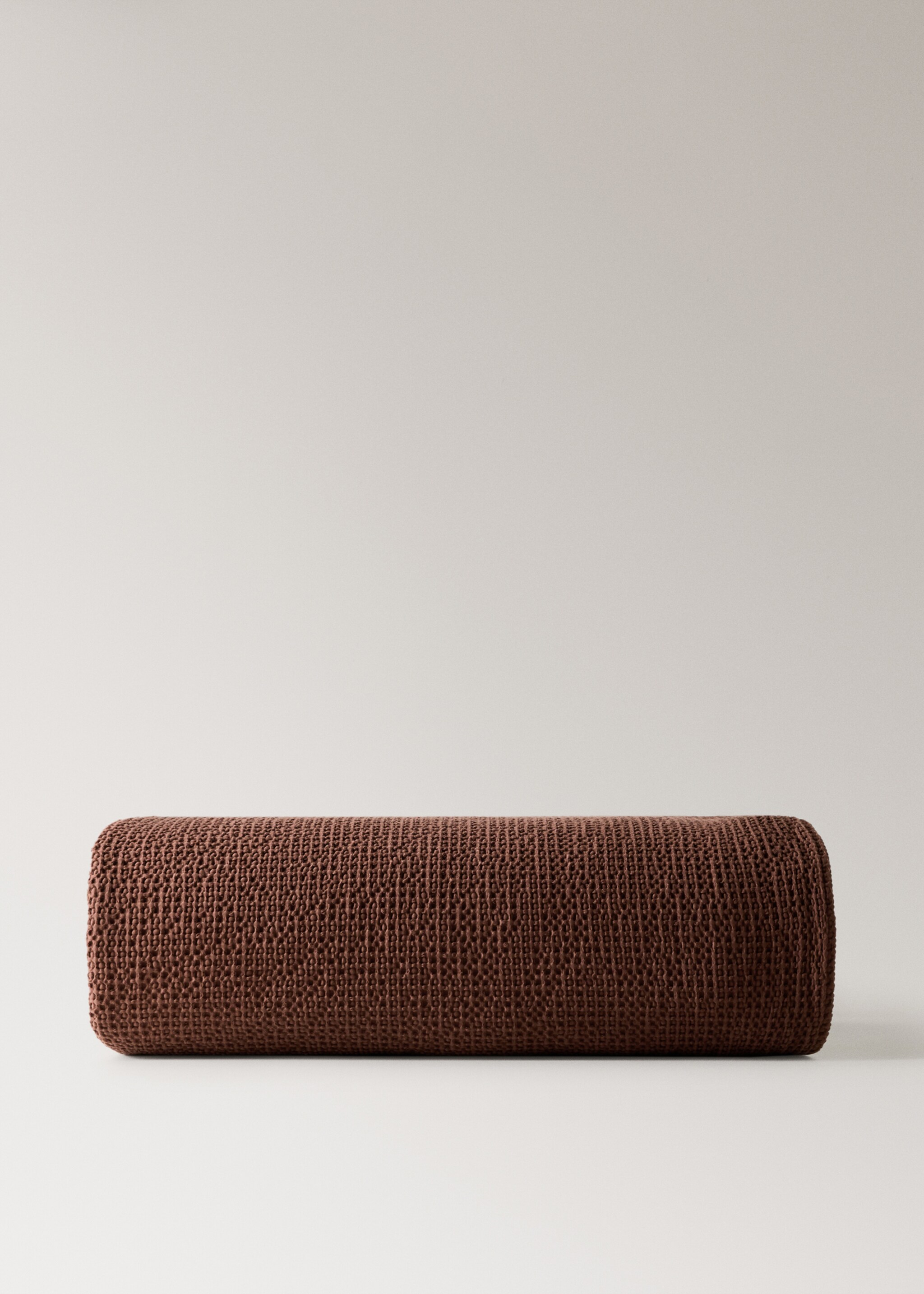 Garment-dyed waffle cotton bedspread for 130/150 cm bed - Article without model, Burnt Orange. Ref: 17061533-00.