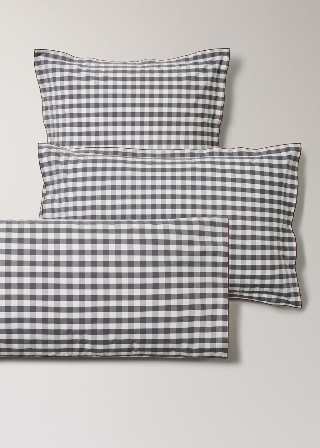 Percale cotton gingham check pillowcase 45x110 cm