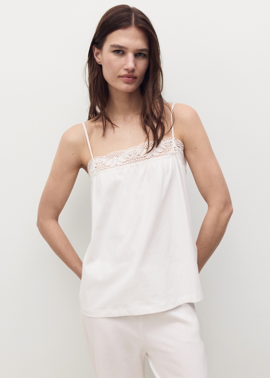 Cotton top with lace straps