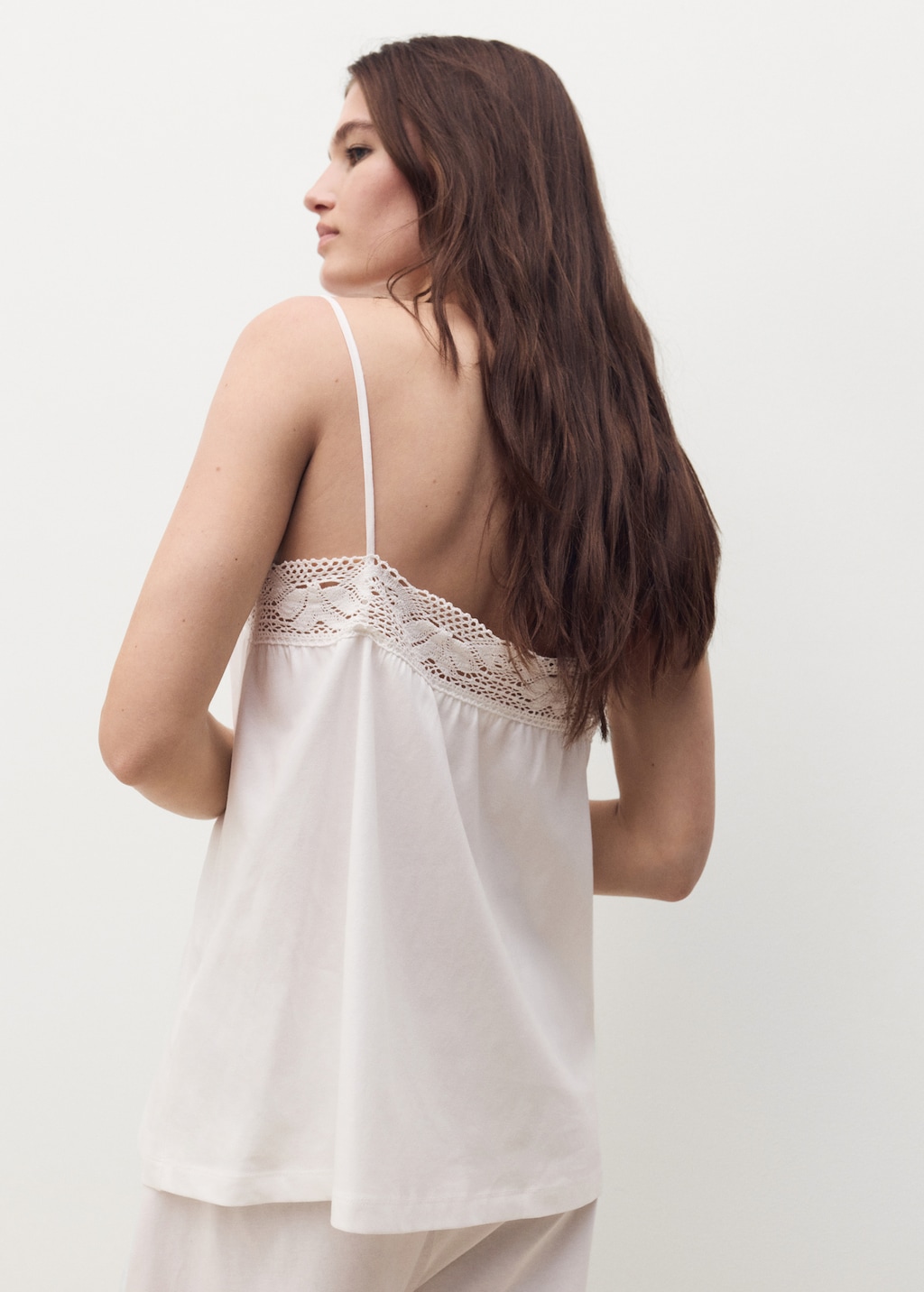 Cotton top with lace straps - Women | MANGO USA
