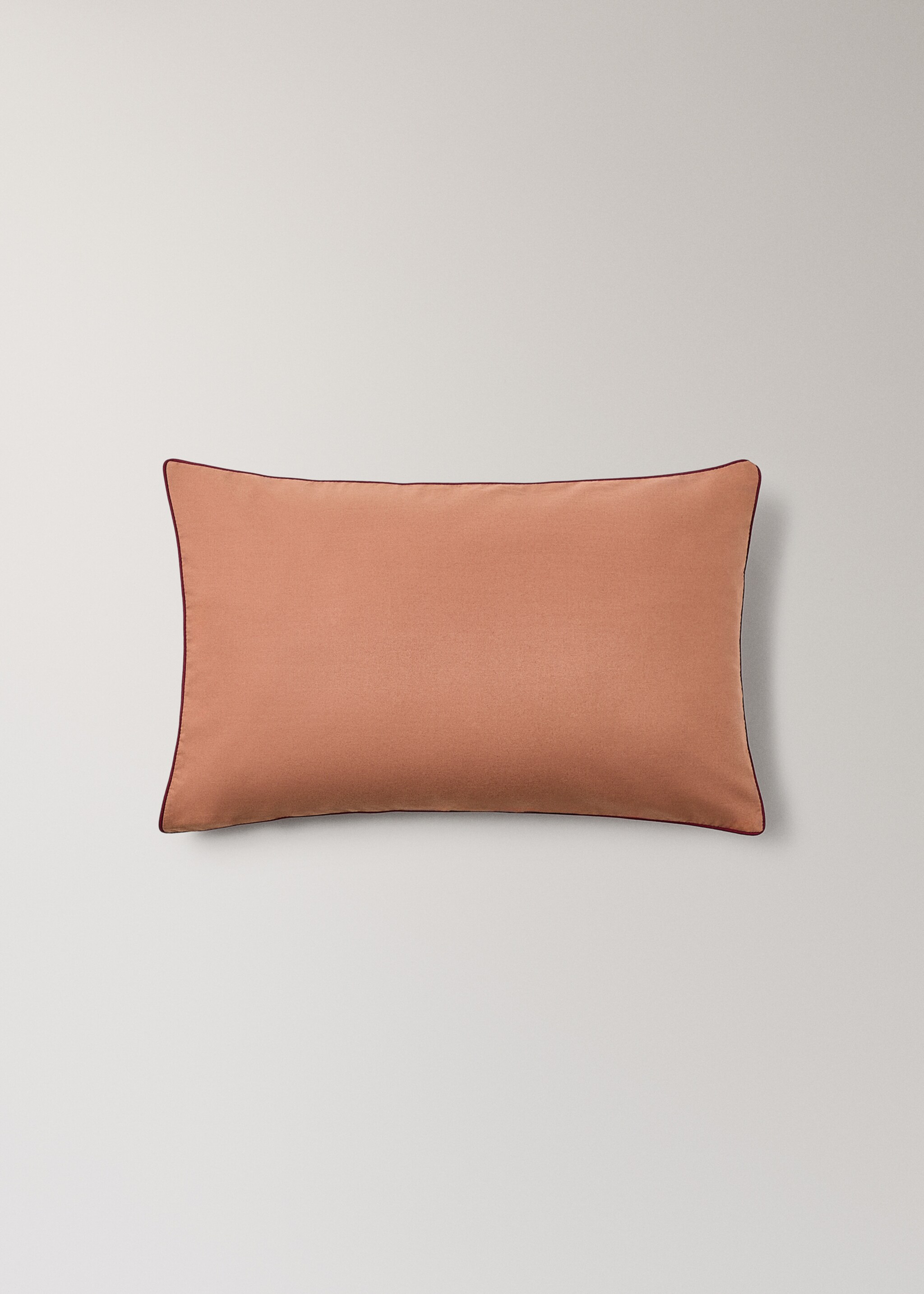 Reversible percale cotton pillowcase with contrasting piping 30x50 cm - Article without model, Pink. Ref: 17061545-00.
